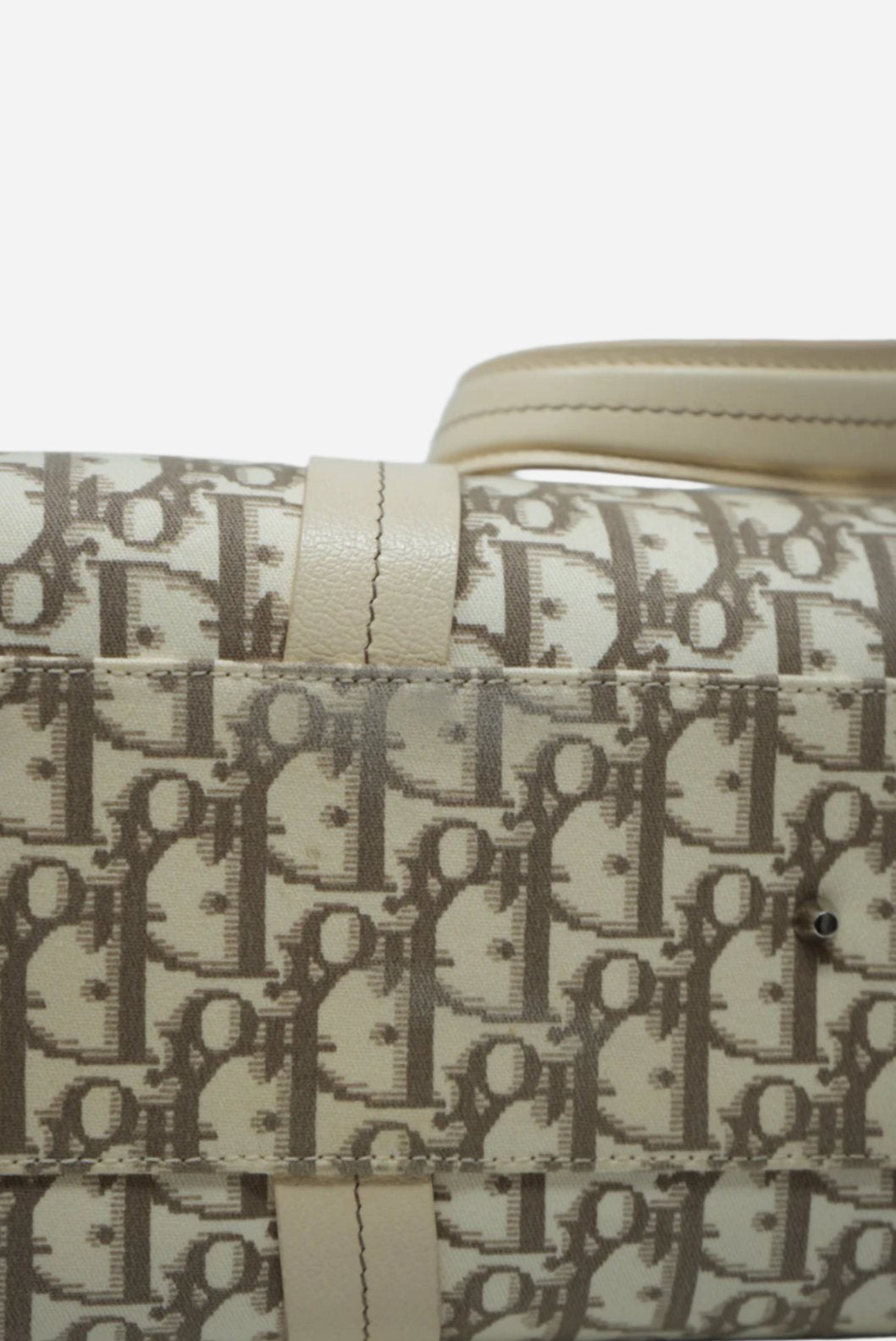 Christian Dior 2005 Ivory Embroidered Trotter Flower Handbag