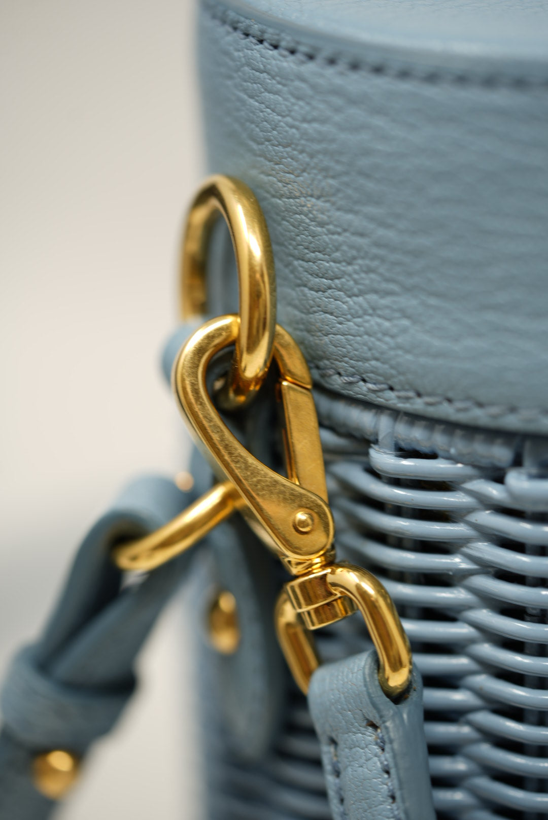 Miu Miu Blue Wicker Barrel Bag