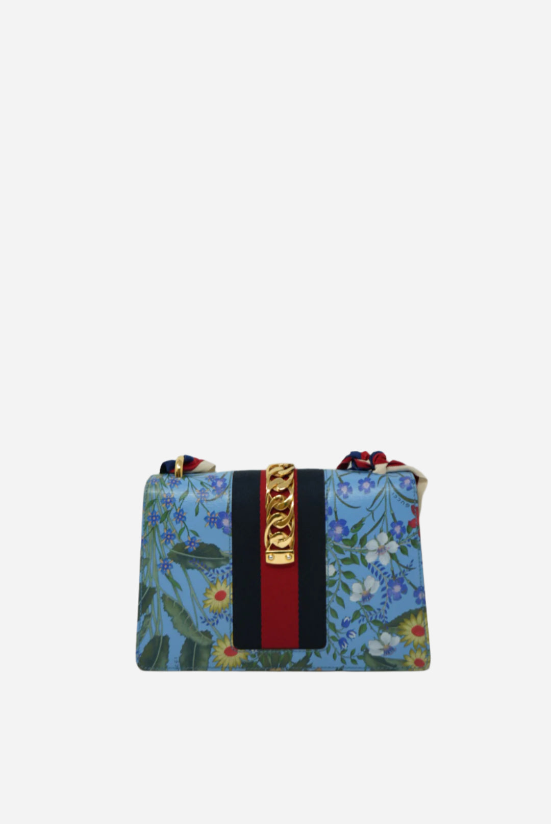 Gucci Blue Floral Print Sylvie Handbag
