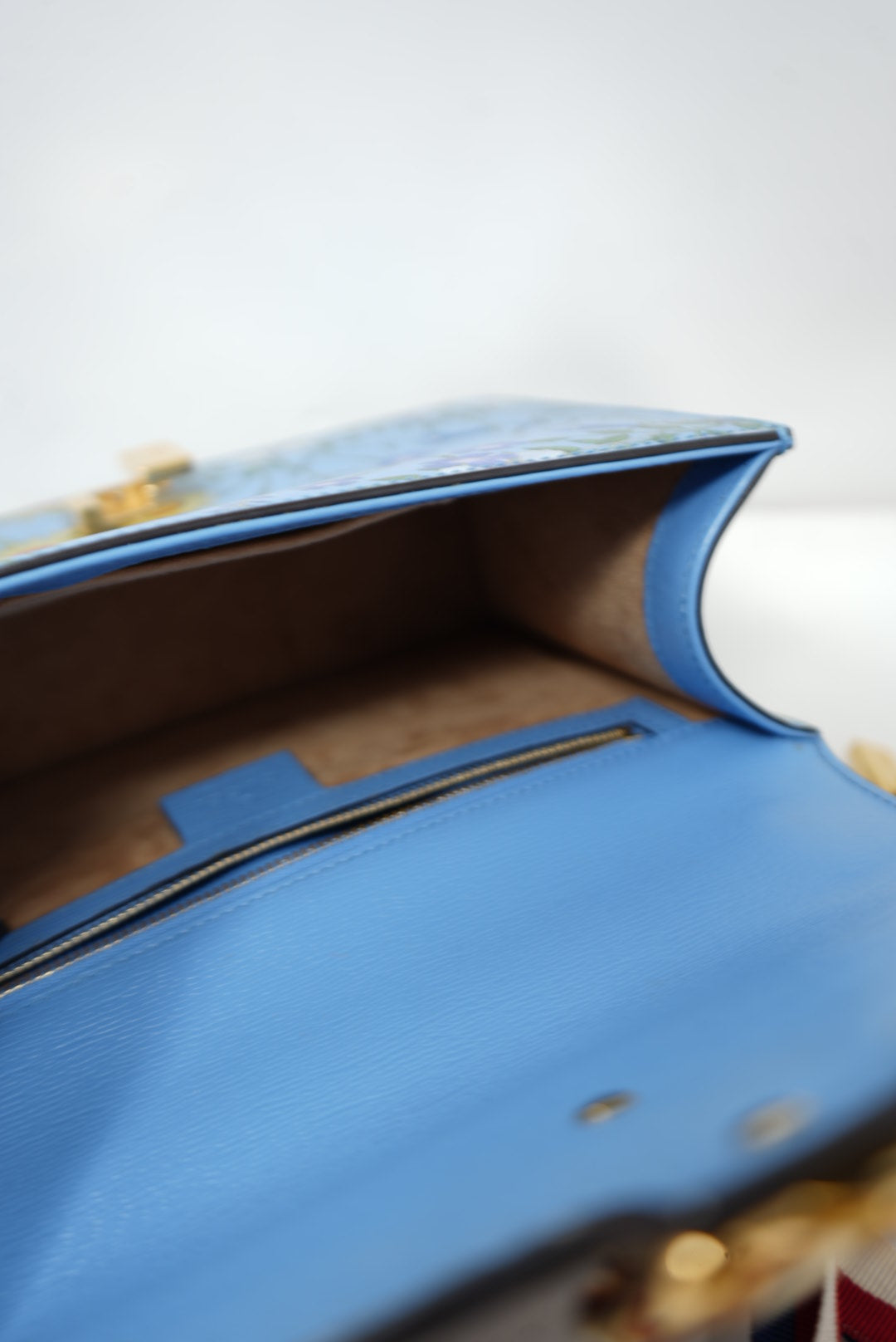 Gucci Blue Floral Print Sylvie Handbag
