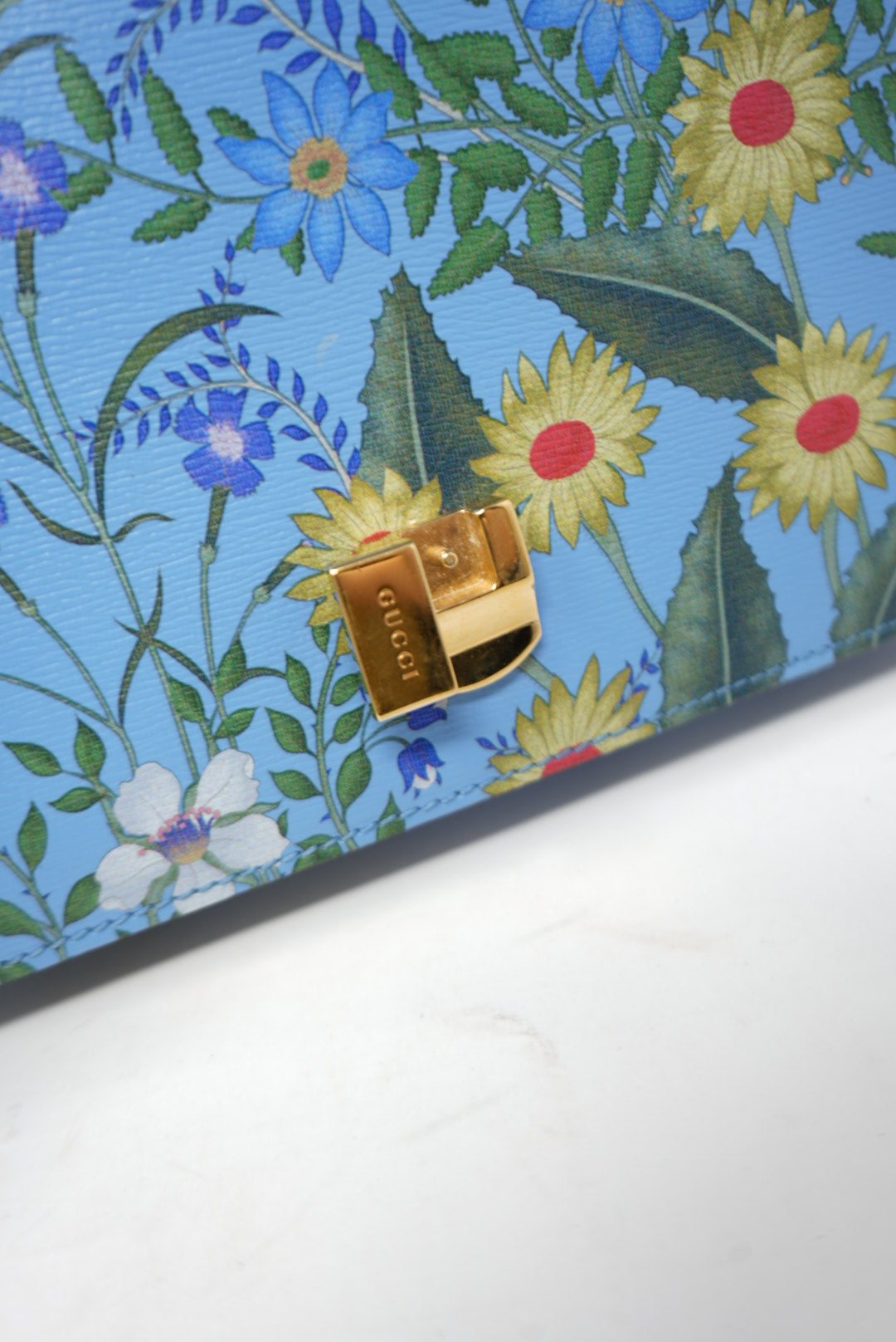 Gucci Blue Floral Print Sylvie Handbag
