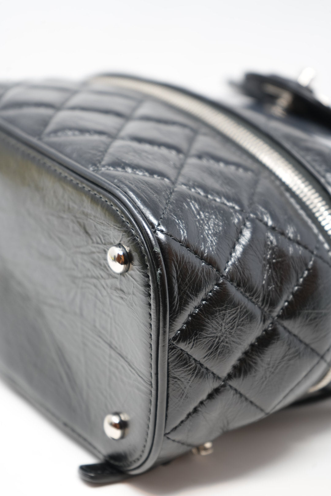 Pre-Owned CHANEL 2018-2019 Black Calfskin PVC Quilted Backpack