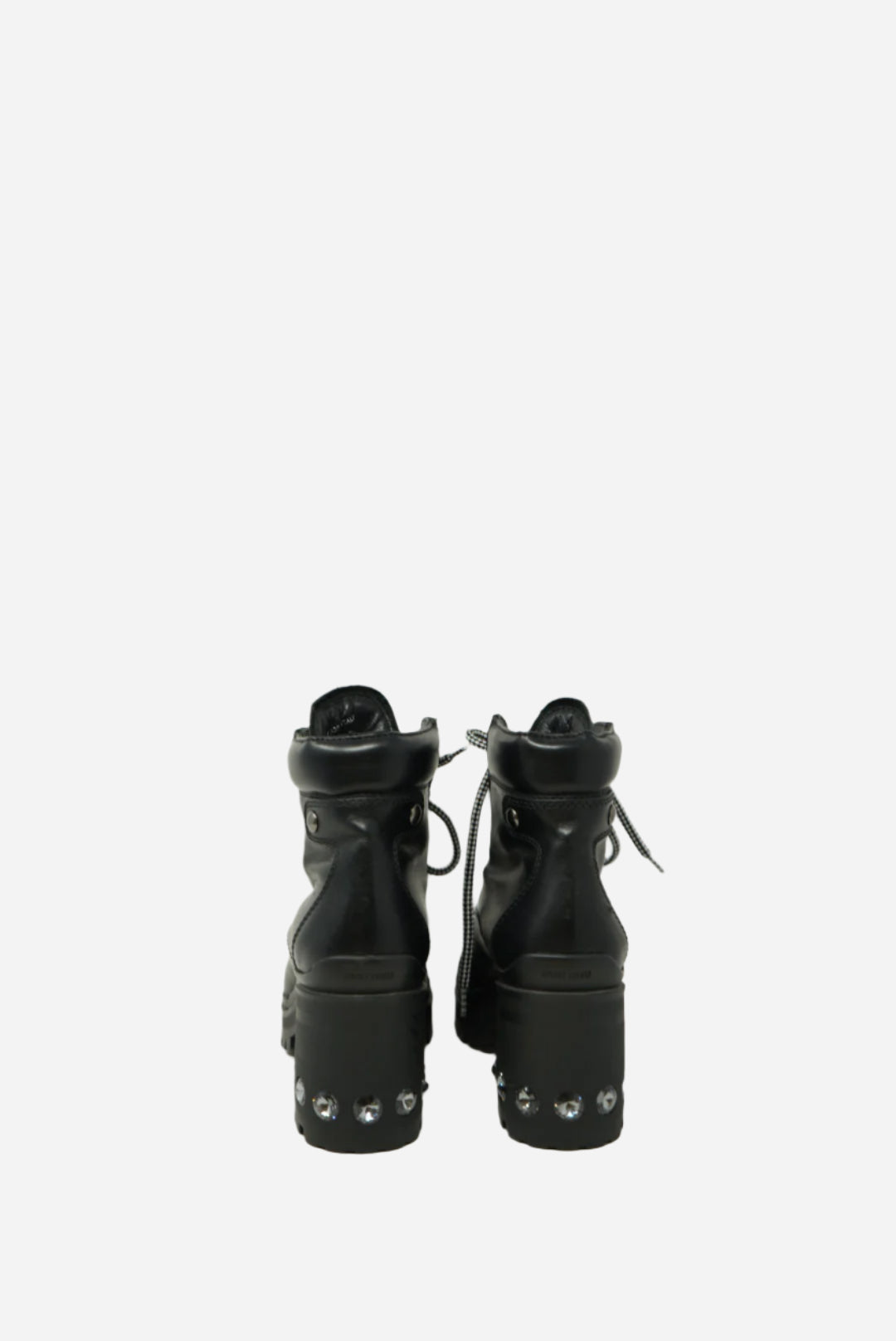 Miu Miu Lace Up Rhinestone Studded Boots
