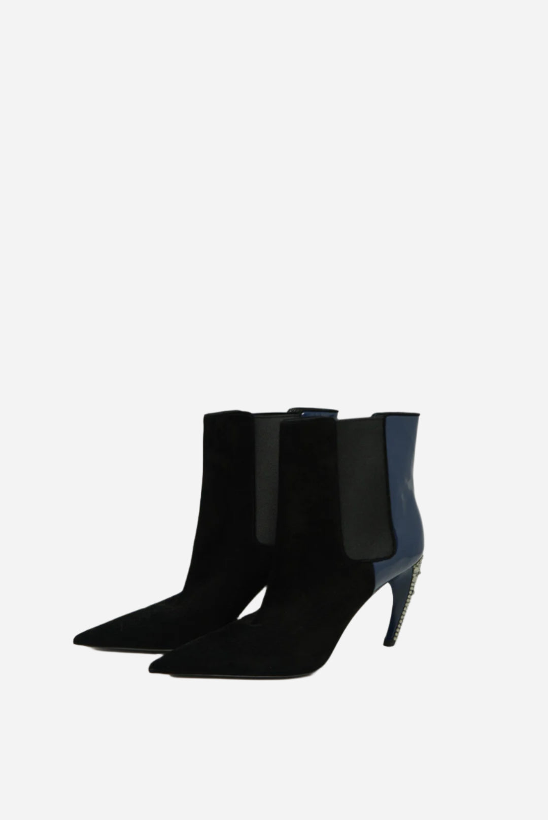 Louis Vuitton Velvet/Patent Crystal Ankle Boots