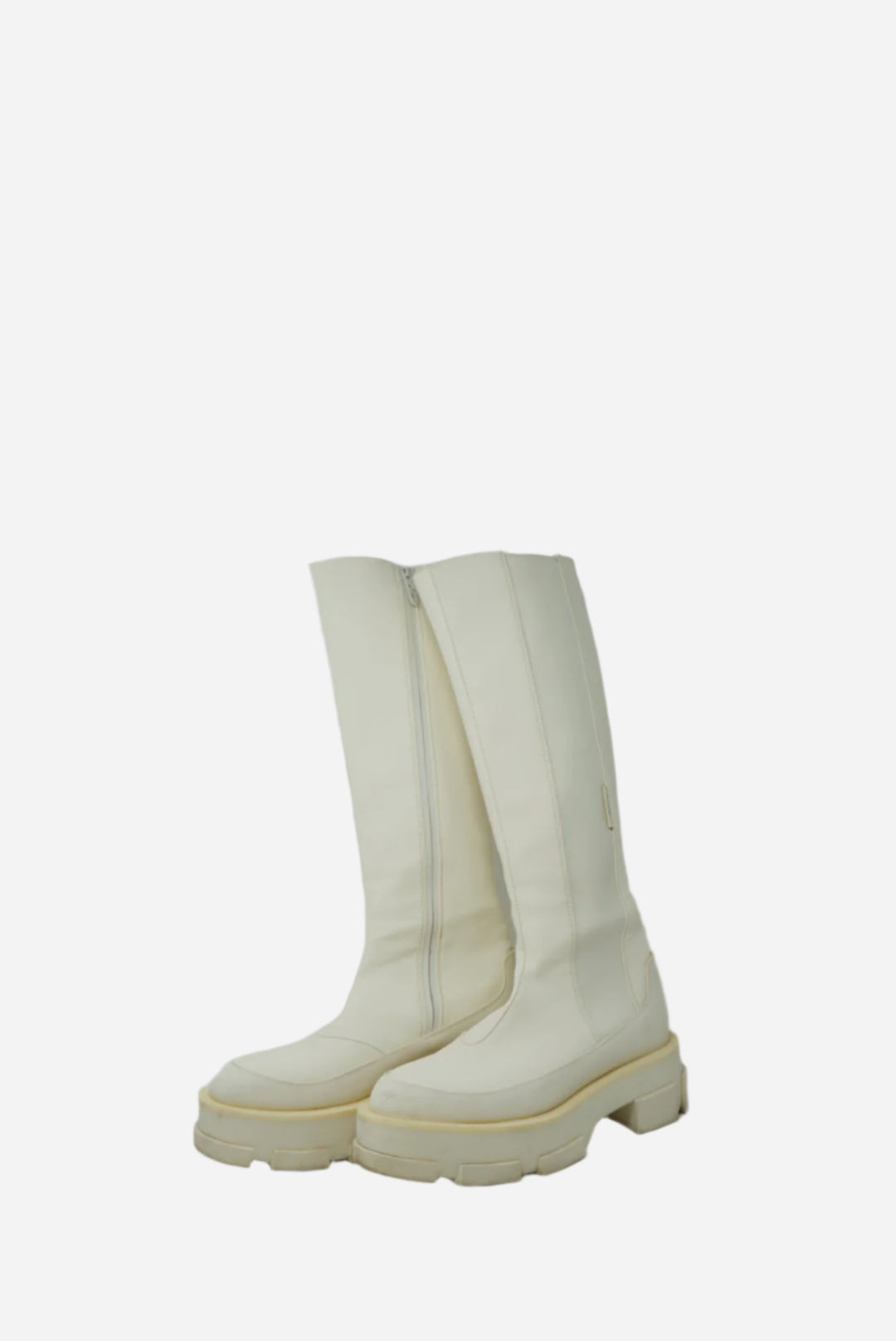 Both White Leather Boots