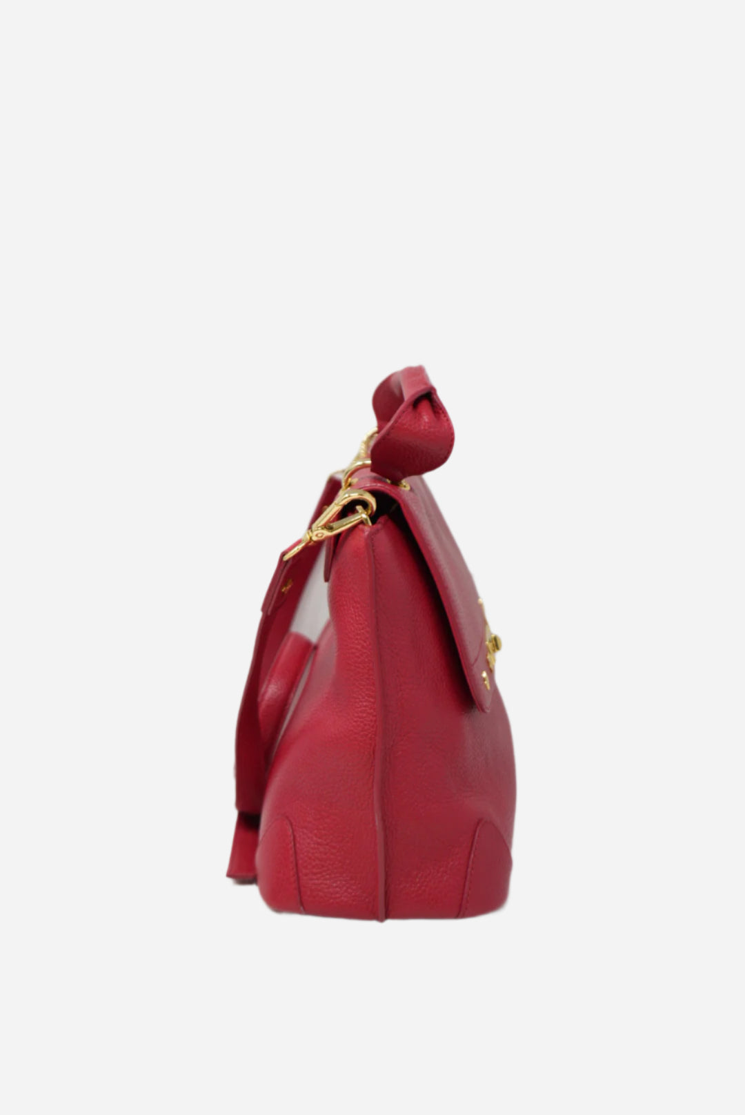 MCM Red Leather Top Handle