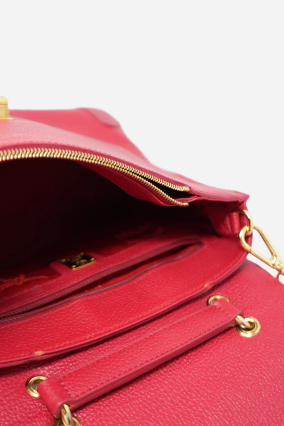 MCM Red Leather Top Handle