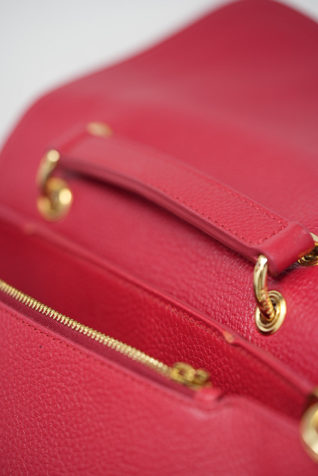 MCM Red Leather Top Handle