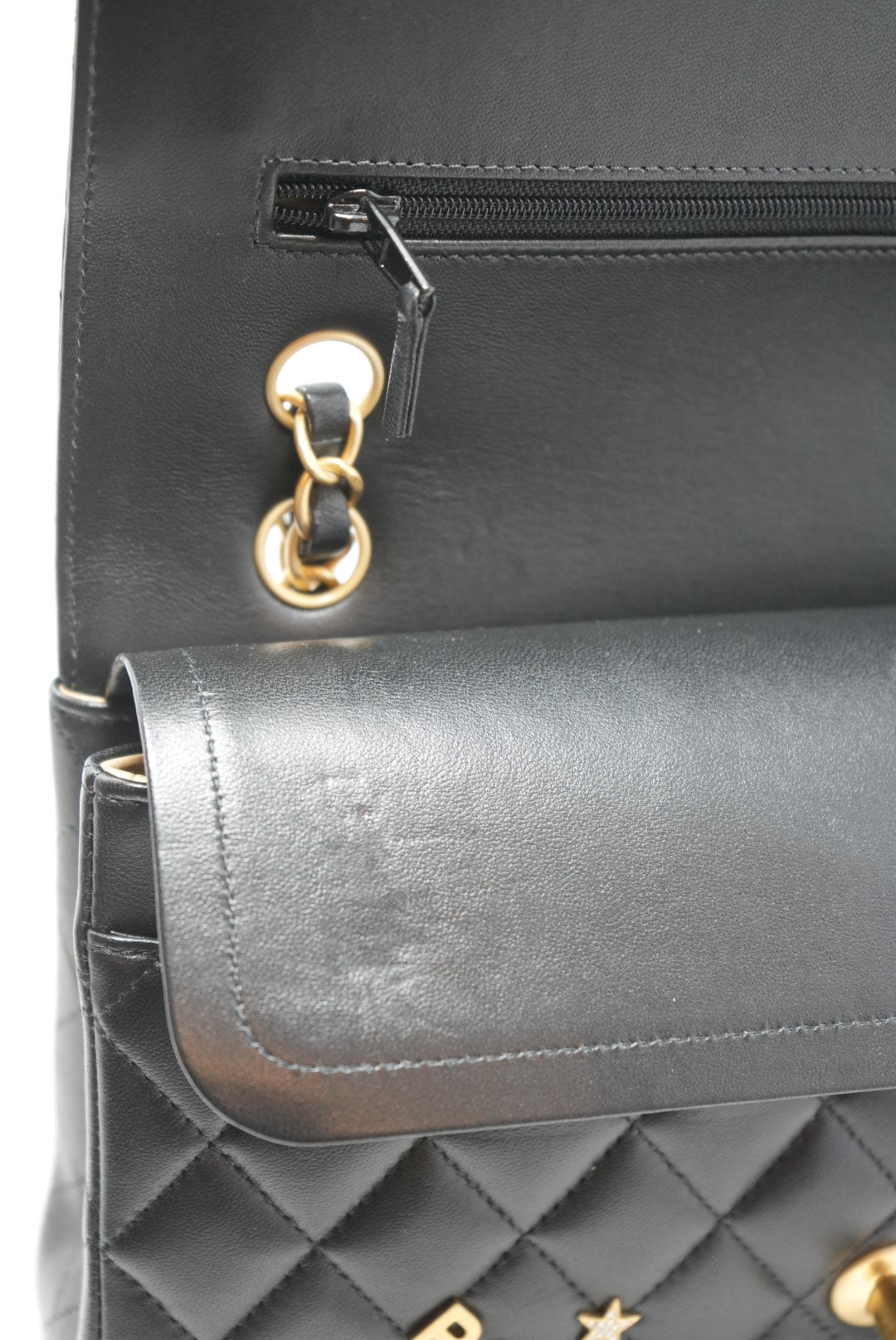 Pre-Owned Chanel Rue Cambon Charms Double Flap 2021 Lambksin Medium