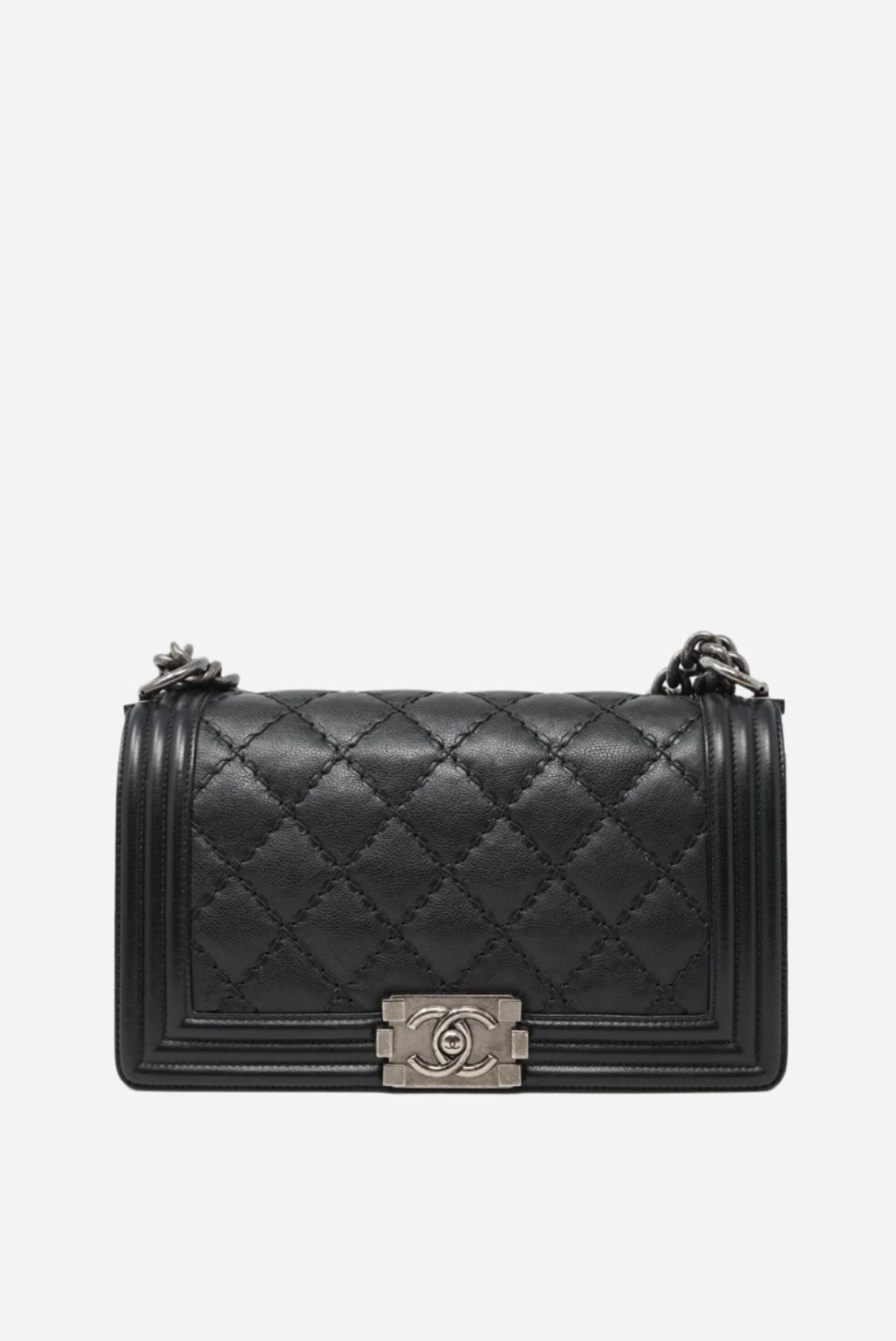 Pre-owned Chanel Quilted Wild Stitch Boy Bag Medium 2015-2016