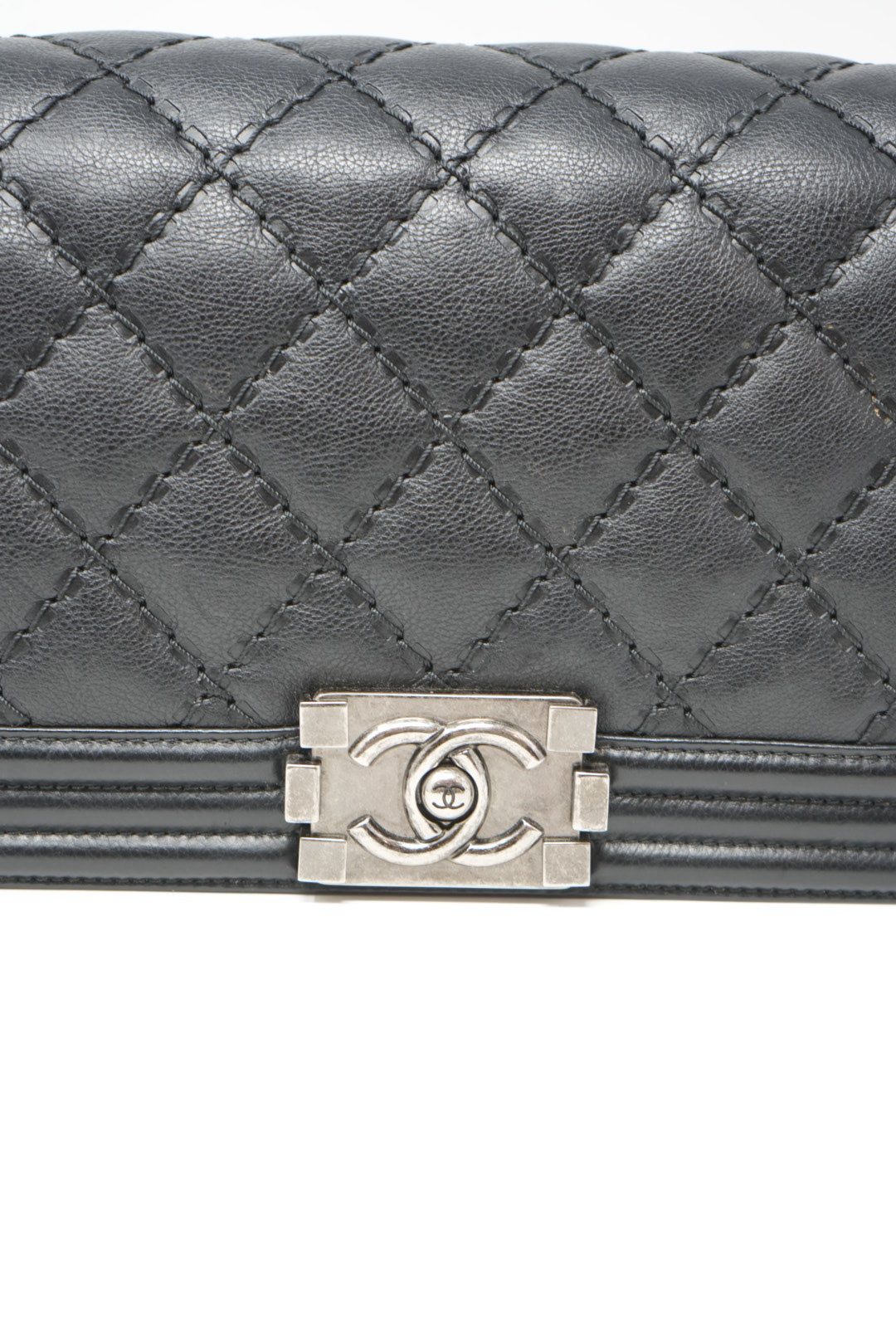 Pre-owned Chanel Quilted Wild Stitch Boy Bag Medium 2015-2016
