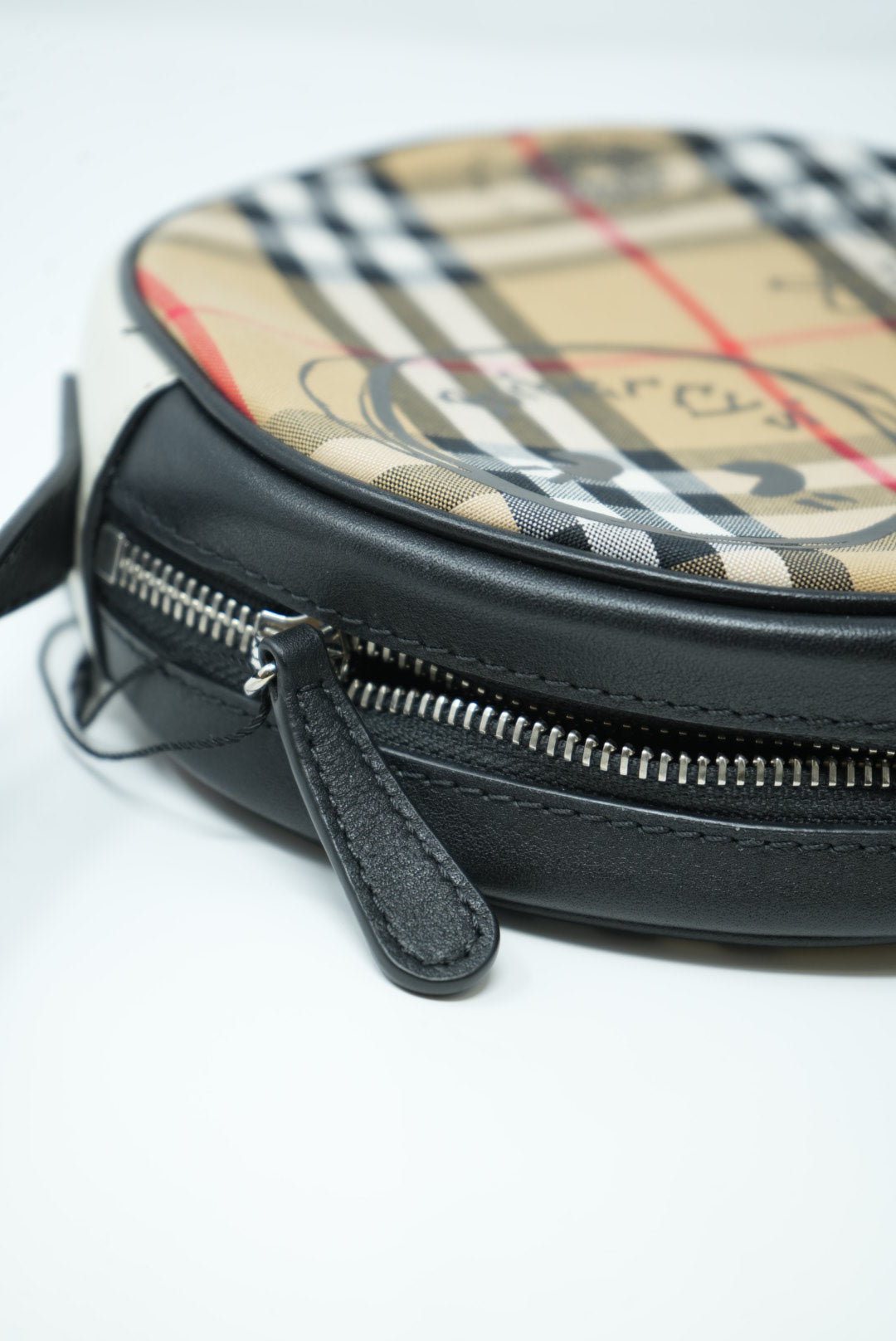 Burberry Canvas/Leather Check Cartoon Print Round Bag