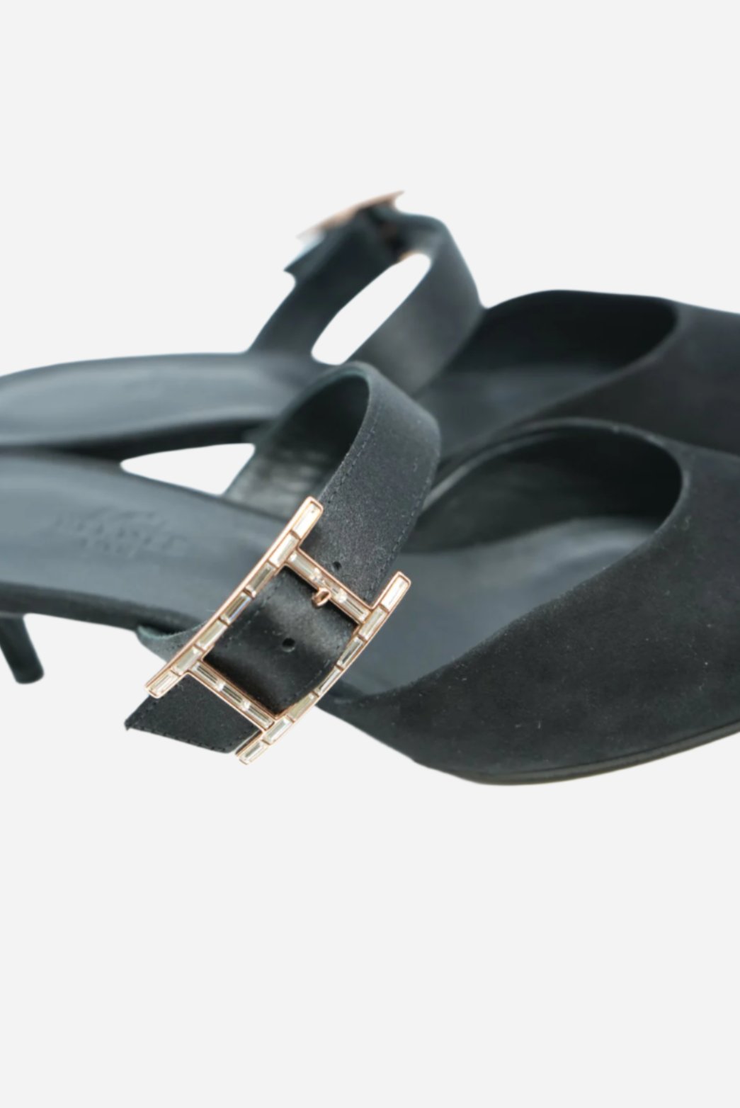 Hermes Black Satin Blink Heels Mules NW Size 36