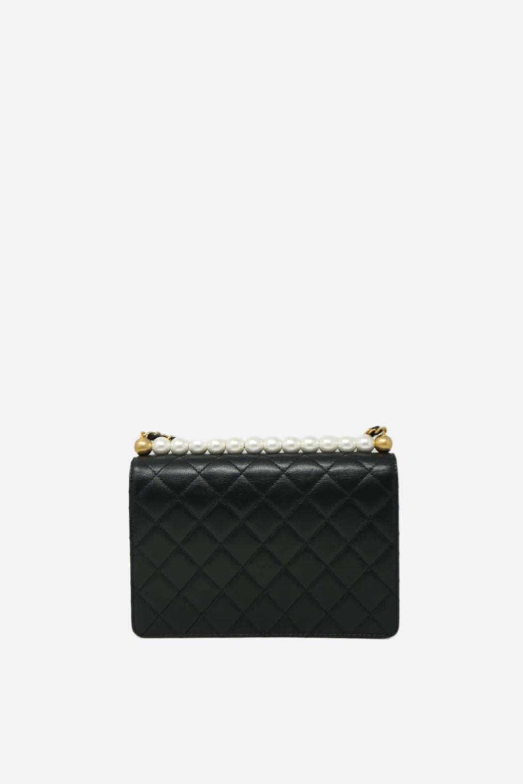 Pre-owned Chanel Lambskin Pearl Wallet On Chain