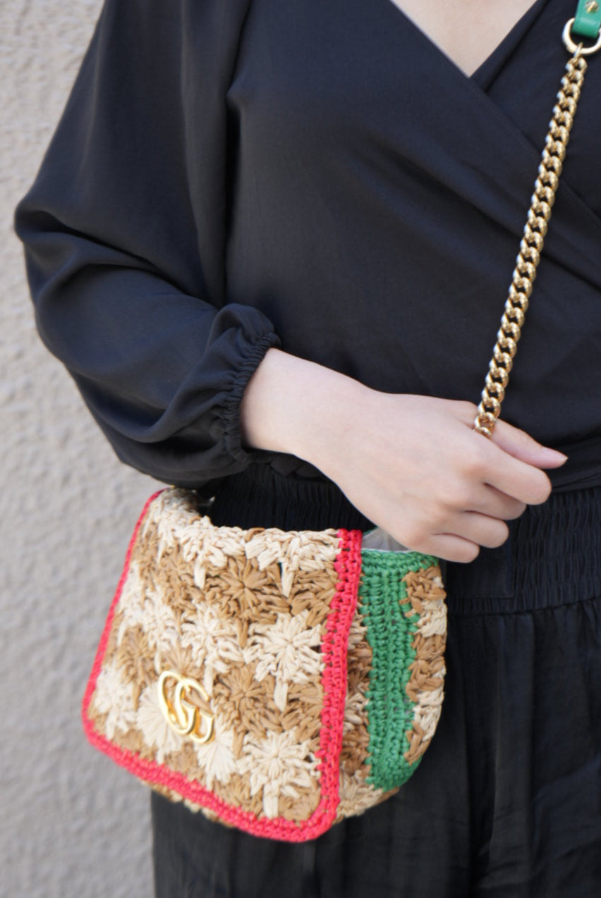Gucci Small Raffia Marmont Crossbody
