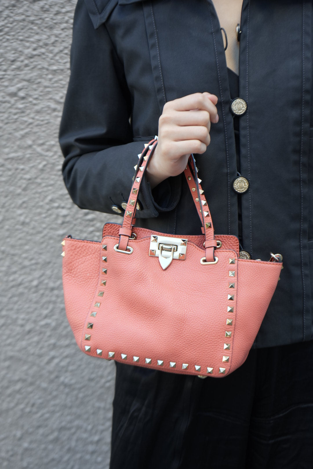 Valentino Calfskin Small Rockstud Tote