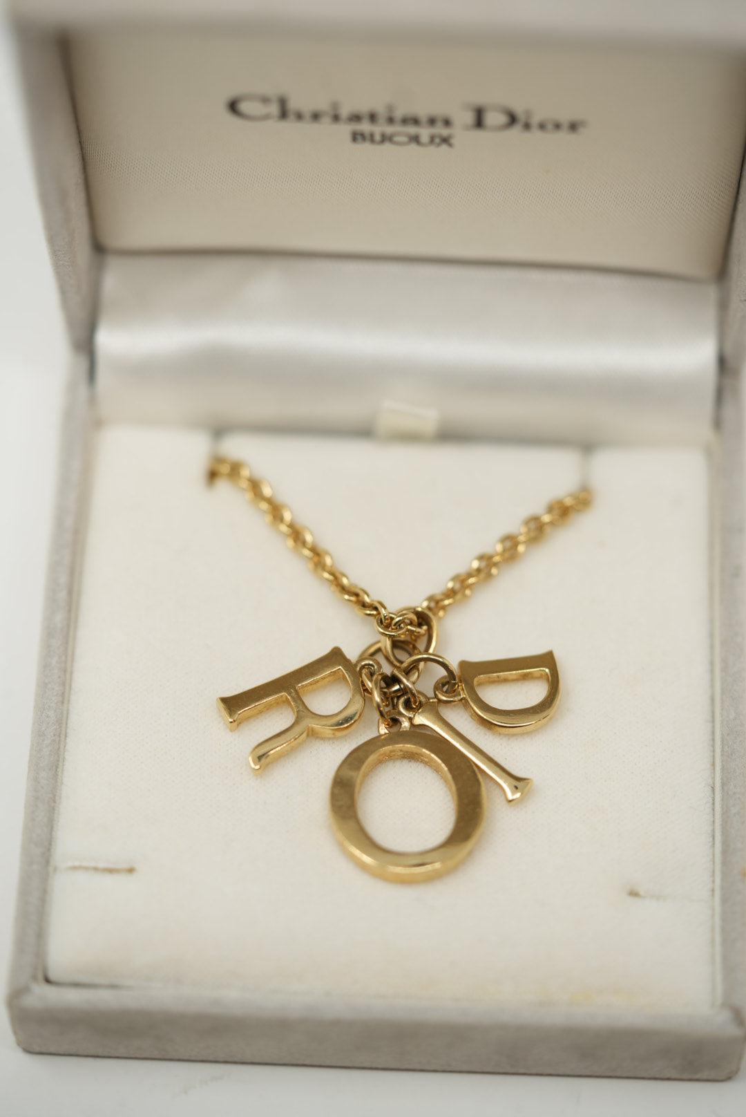 Dior Vintage Logo Rhinestone Necklace