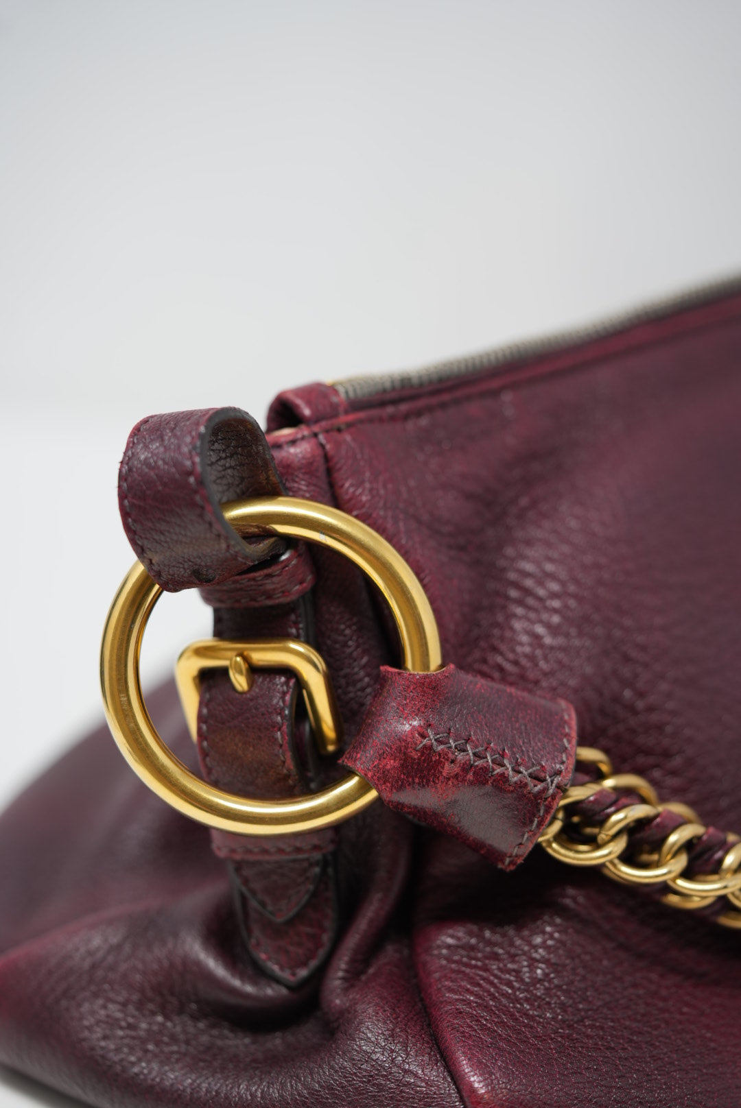 Prada Zip Leather Hobo Bag Replaced Lining