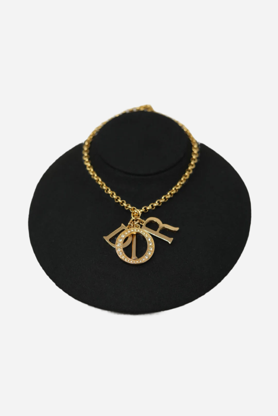 Dior Logo Rhinestone Long Necklace