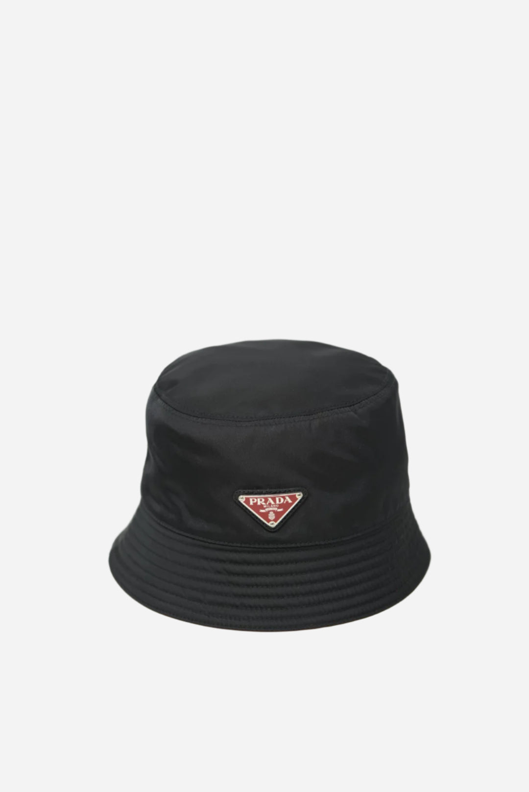 Prada Nylon Hat Black Red Triangle Size S