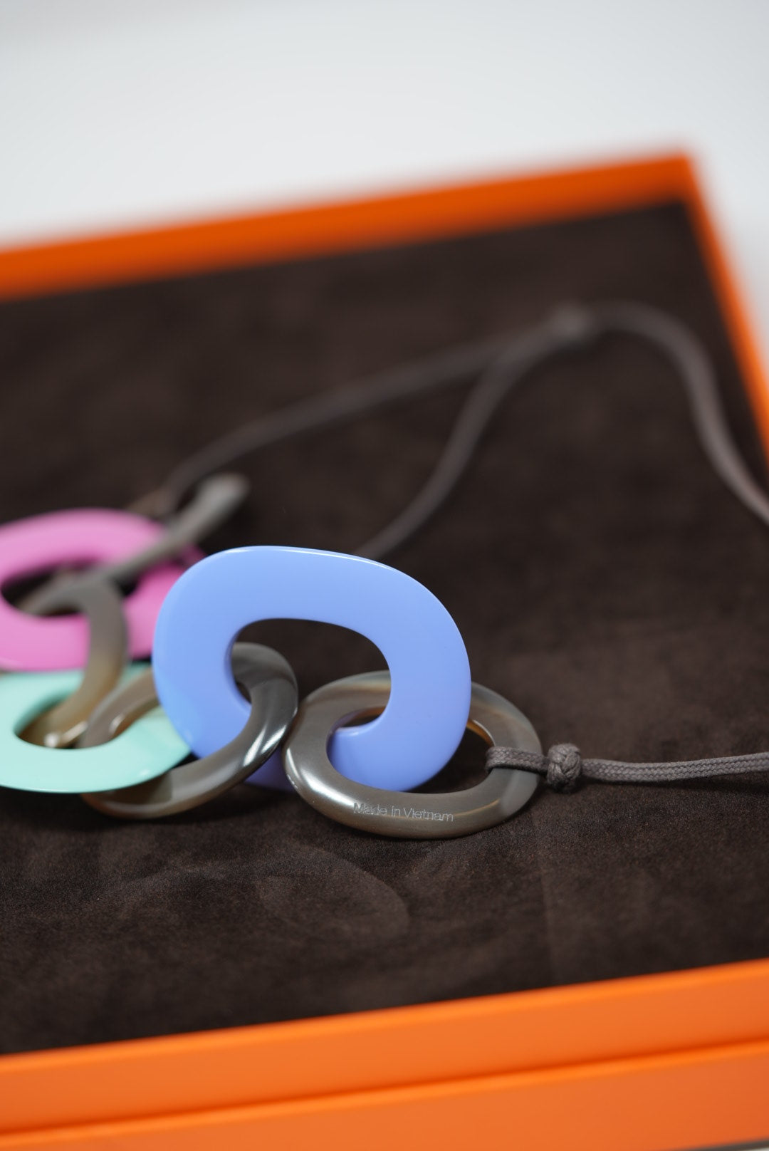 Hermes Horn/ Lacquered-Wood Necklace W/box