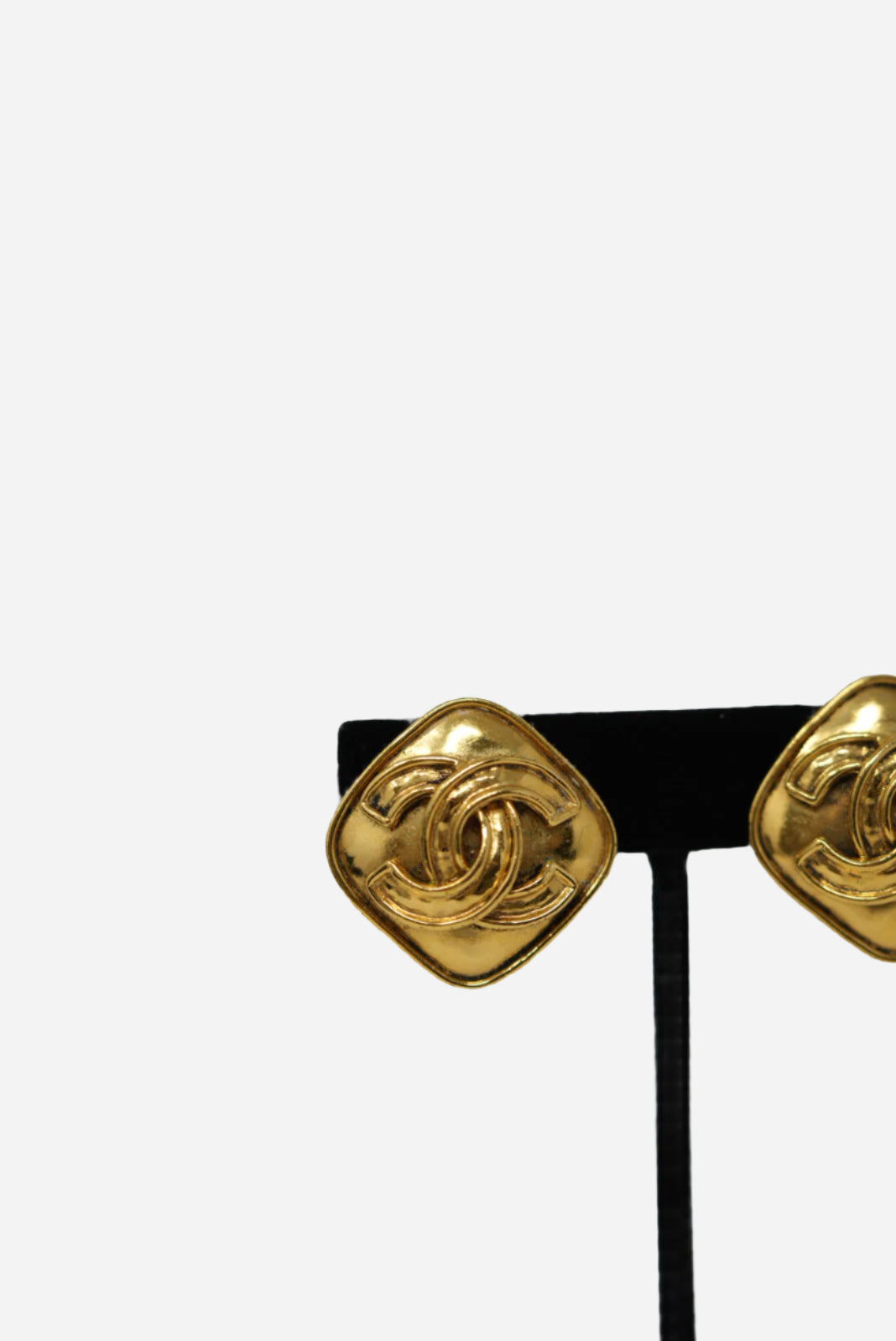 Pre-owned Chanel CC Logo Square Earrings 1994