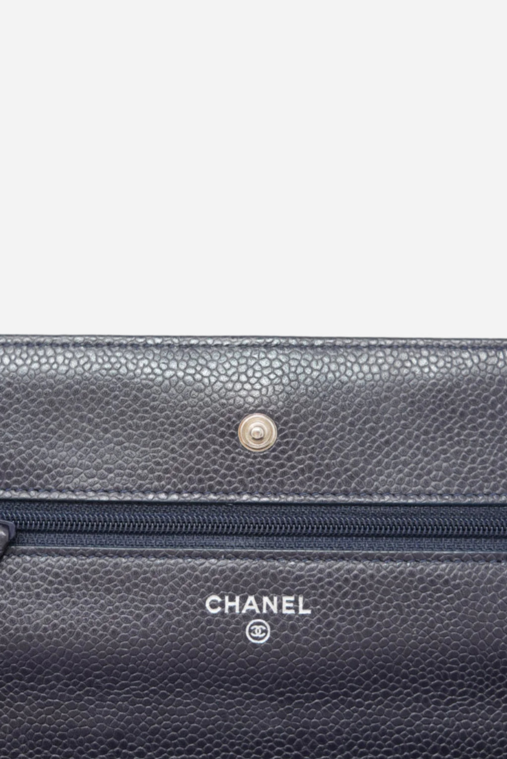 Pre-Owned Chanel 2013-2014 Navy Blue Wallet On Chain Caviar