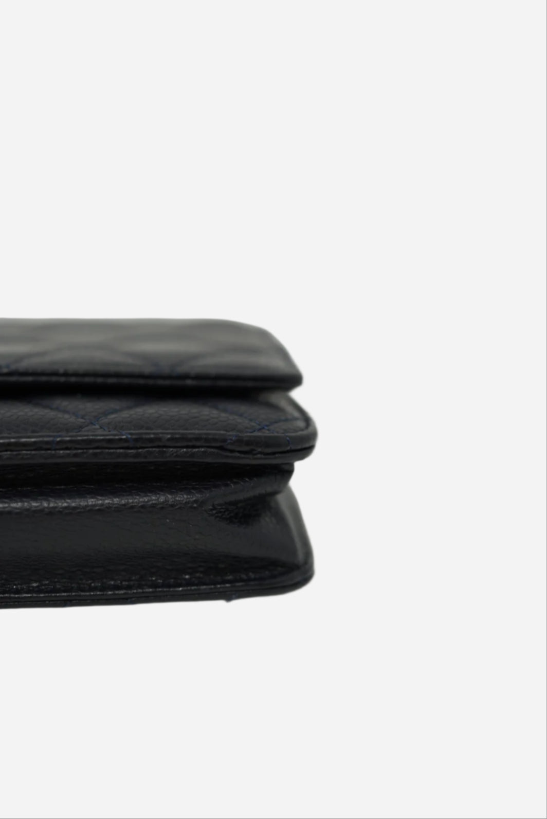 Pre-Owned Chanel 2013-2014 Navy Blue Wallet On Chain Caviar