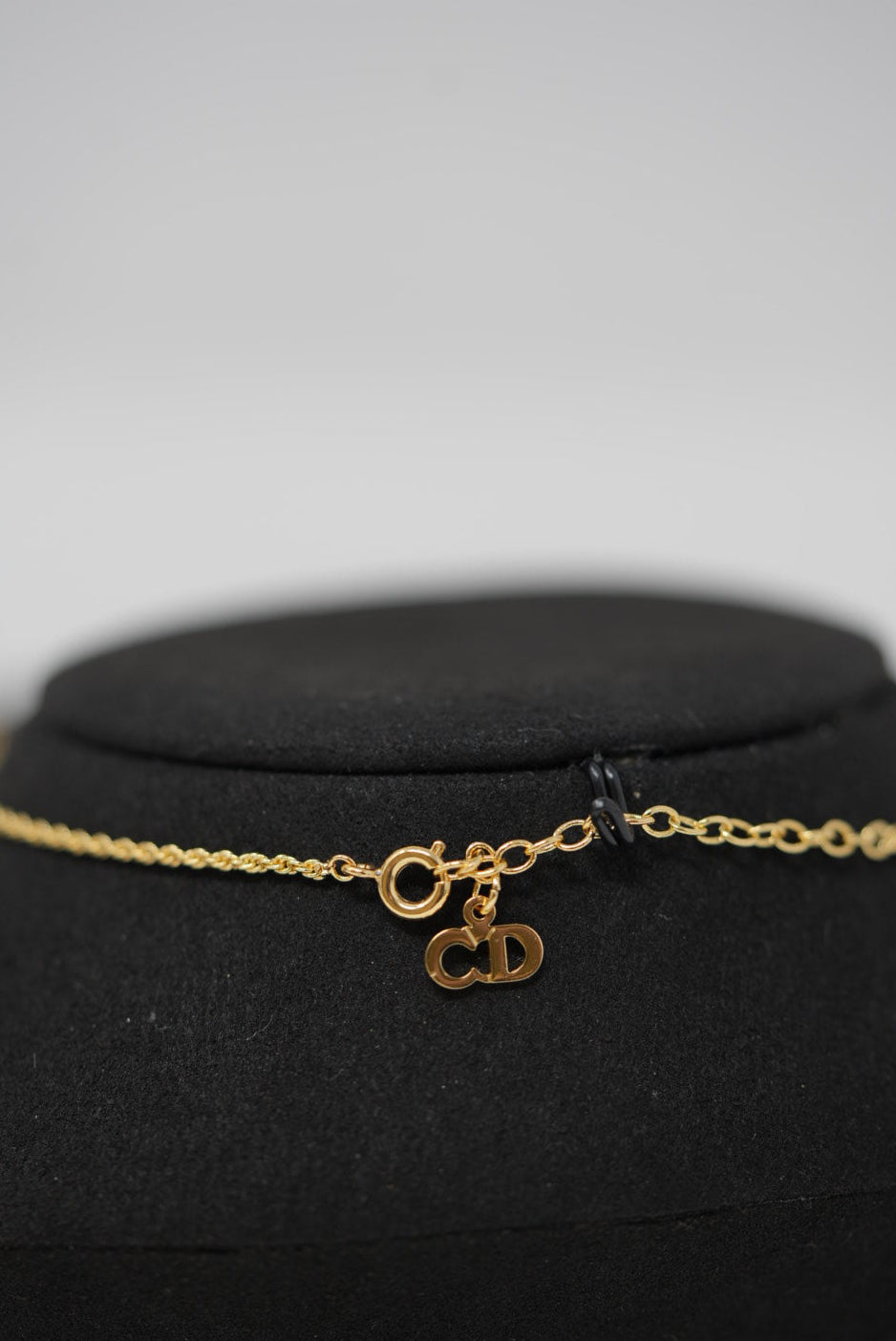 Dior Vintage Gold-Tone Rope Trim CD Circle Necklace