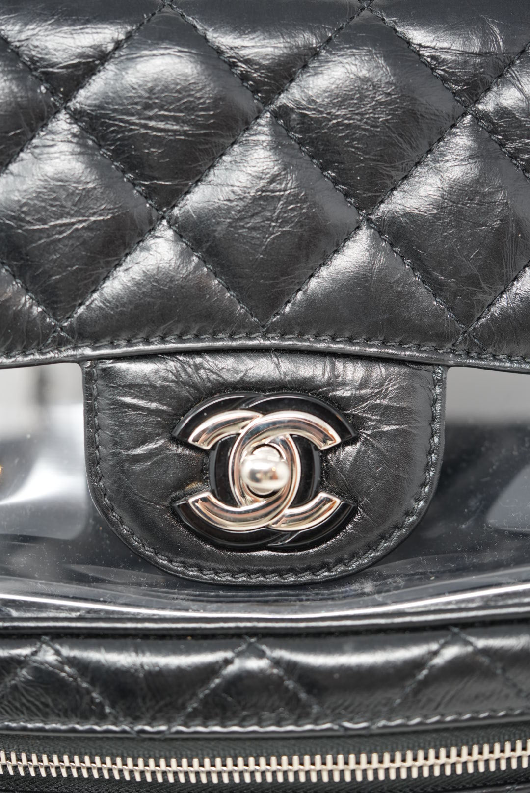 Pre-owned Chanel Black Calfskin PVC Quilted Crossbody
