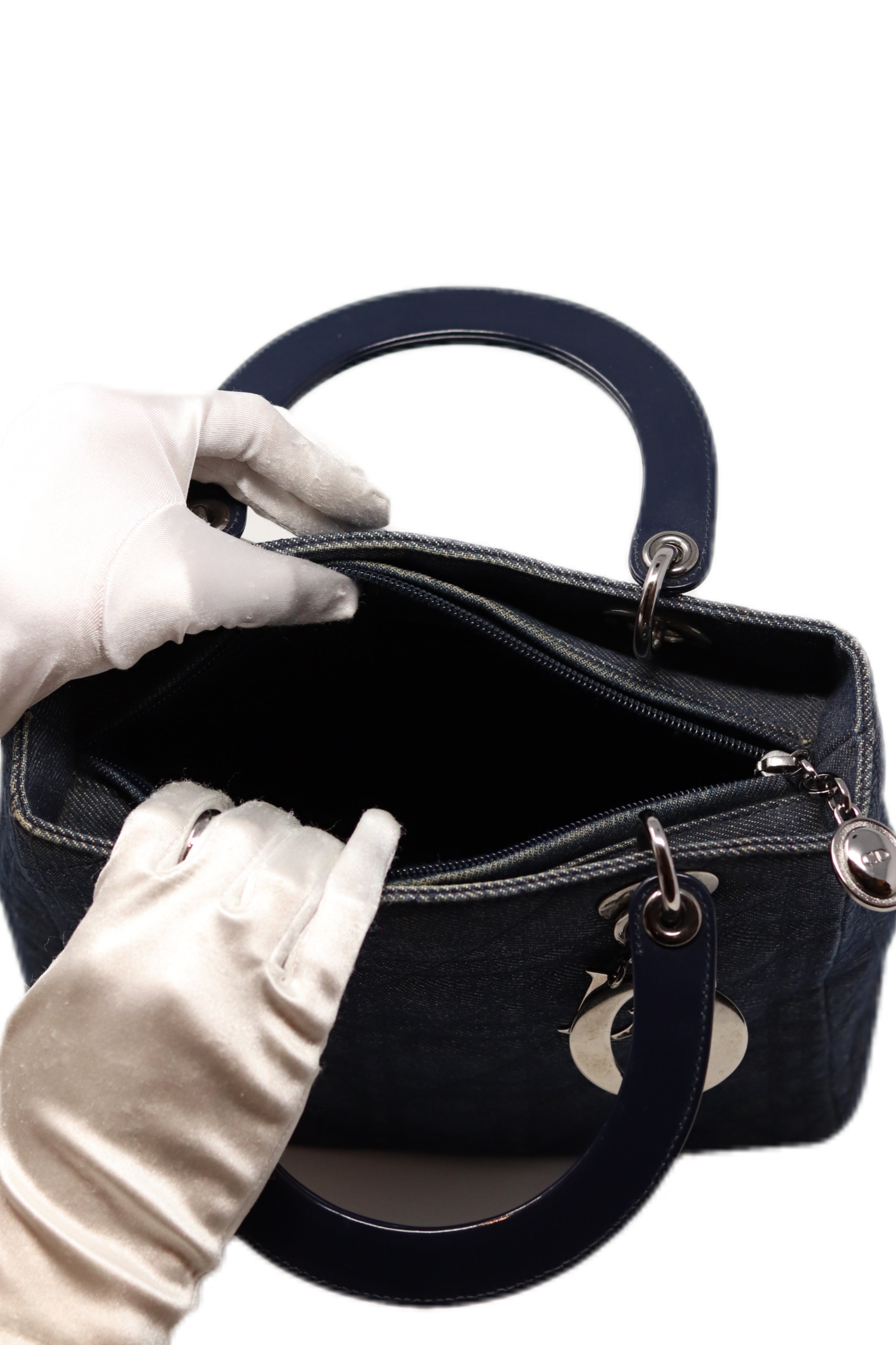 Dior 2000 Vintage Lady Dior Denim Hand Bag
