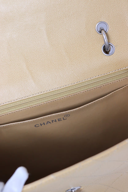 Pre-Owned CHANEL Wild Stitch Kelly Hand Bag Caviar Beige