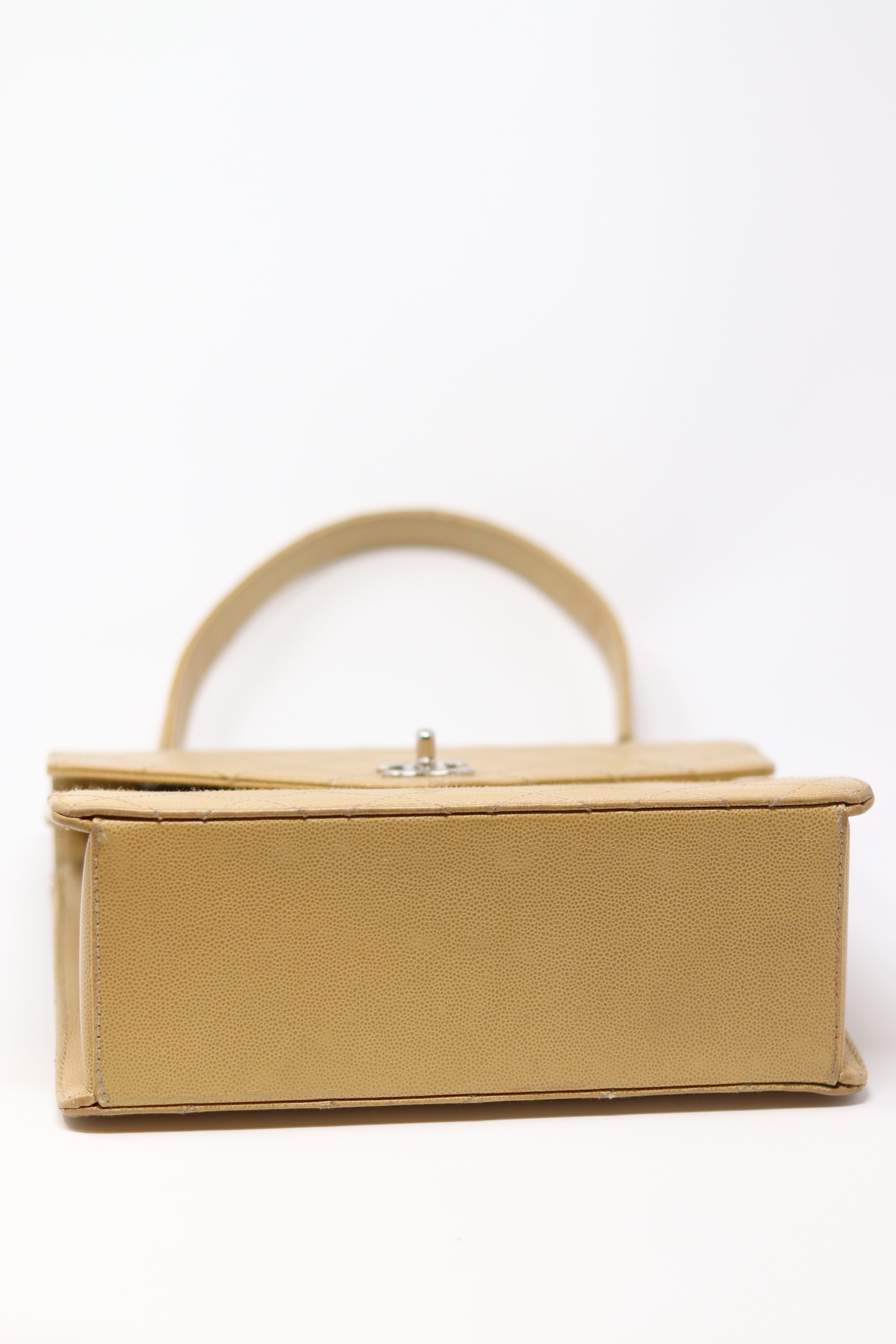 Pre-Owned CHANEL Wild Stitch Kelly Hand Bag Caviar Beige