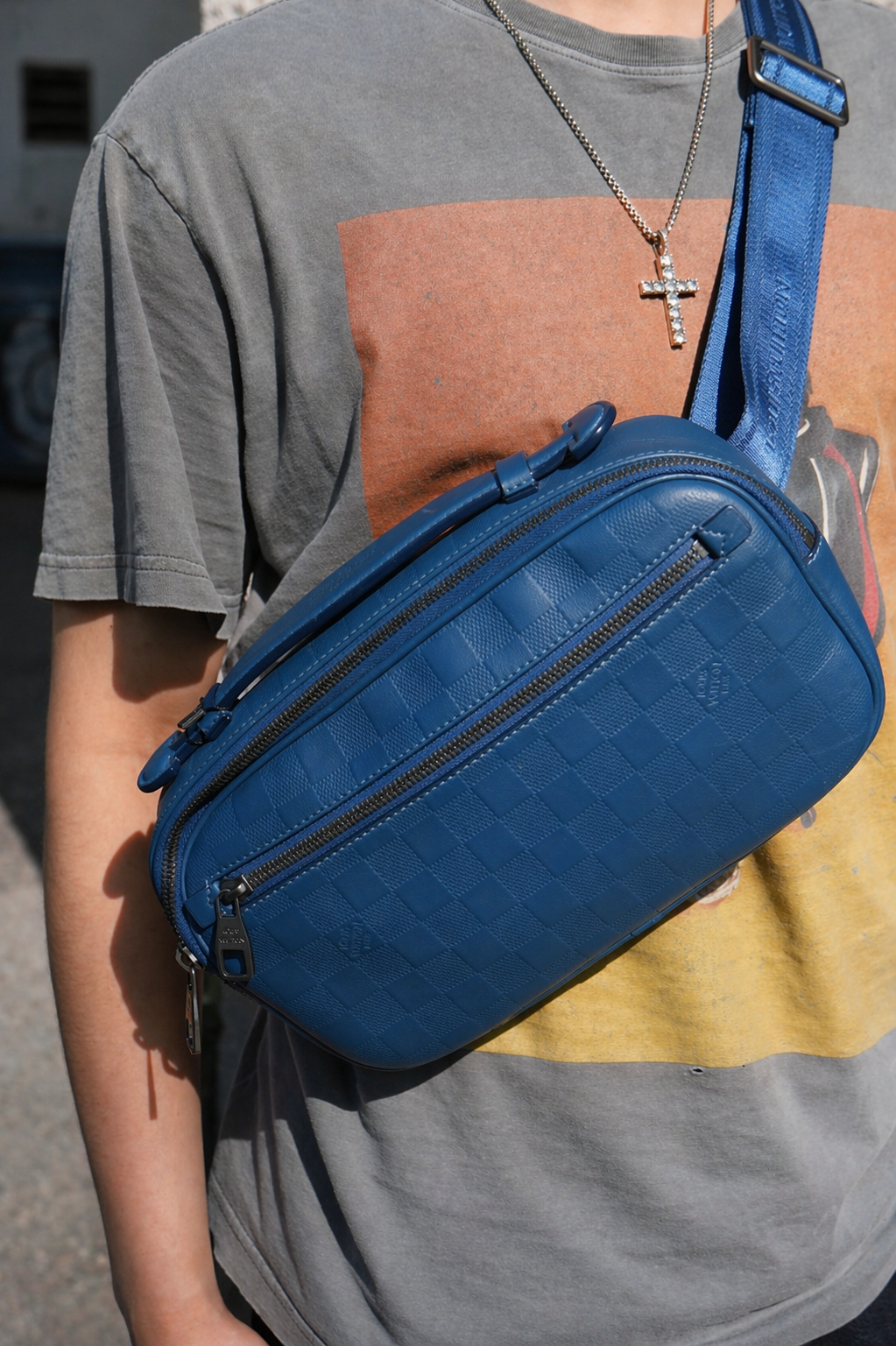 Louis Vuitton Damier Infini Ambler Belt Bag Blue