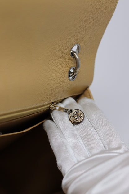 Pre-Owned CHANEL Wild Stitch Kelly Hand Bag Caviar Beige