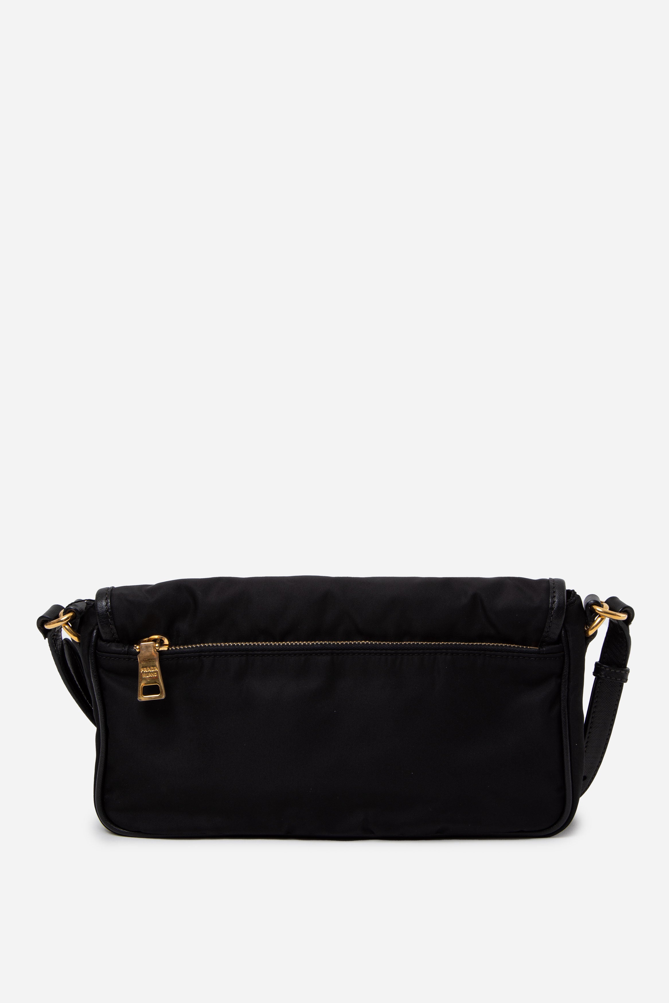 Prada Black Tessuto Nylon Saffiano Small Messenger Bag