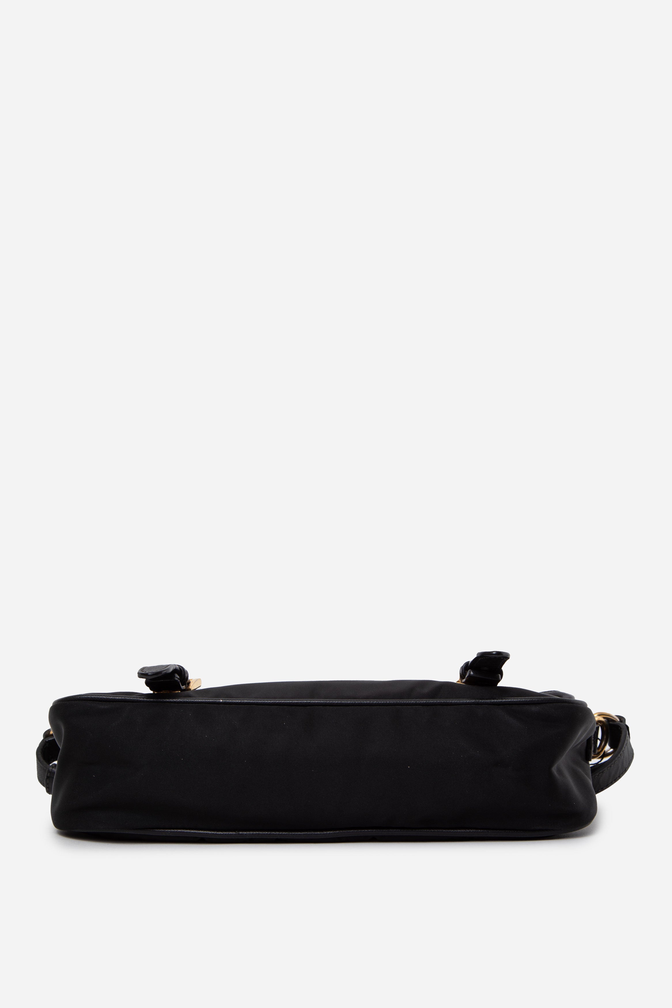 Prada Black Tessuto Nylon Saffiano Small Messenger Bag
