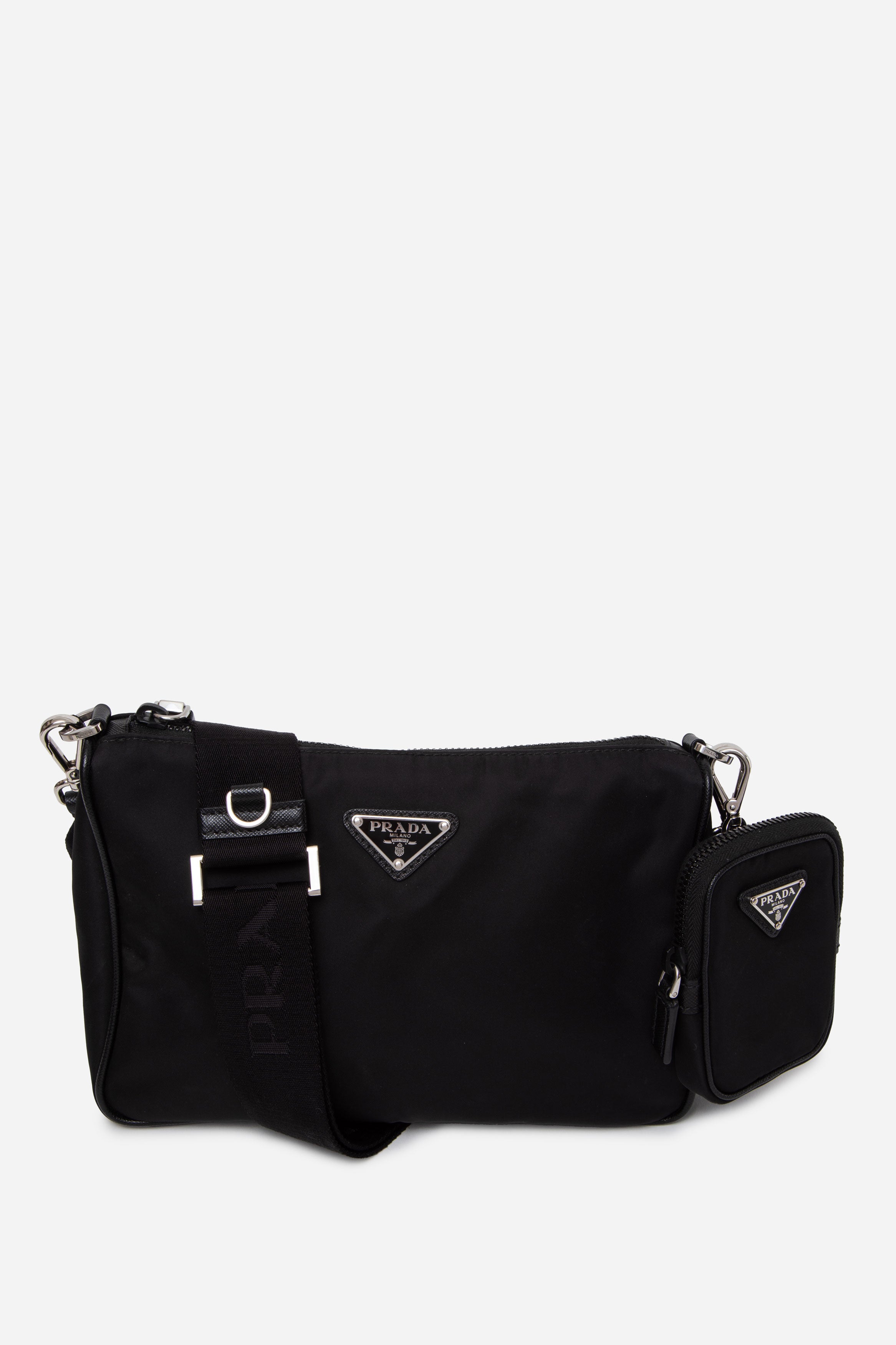 Prada Black Re-Nylon and Saffiano Leather Shoulder Bag