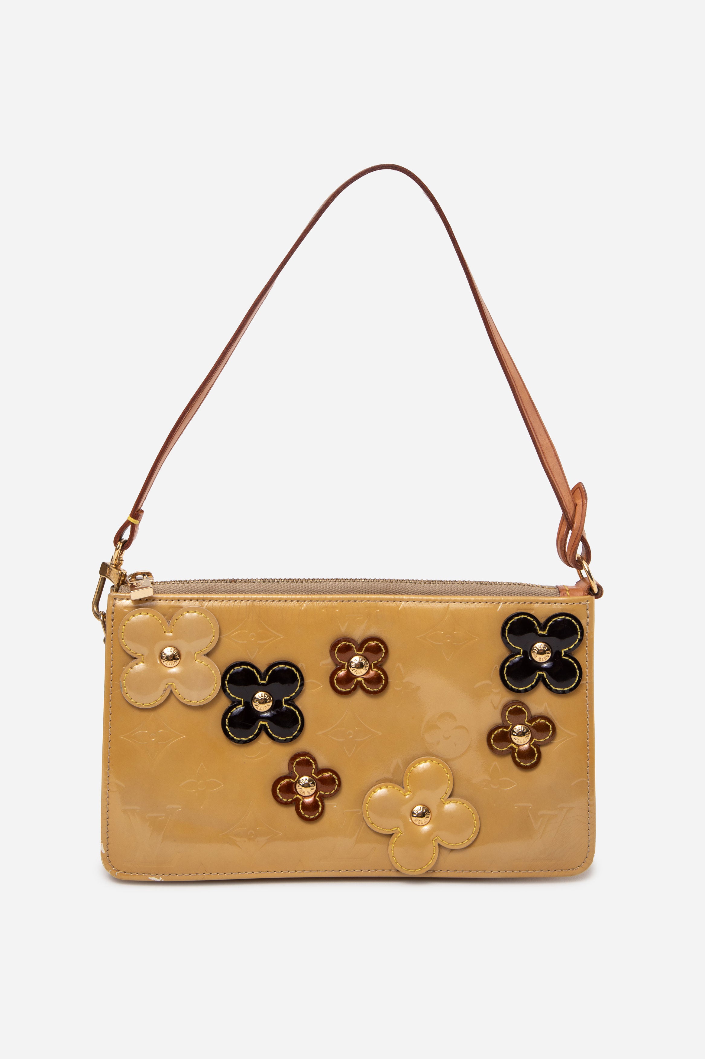 Louis Vuitton 2001 Yellow Monogram Vernis Lexington Fleurs Pochette