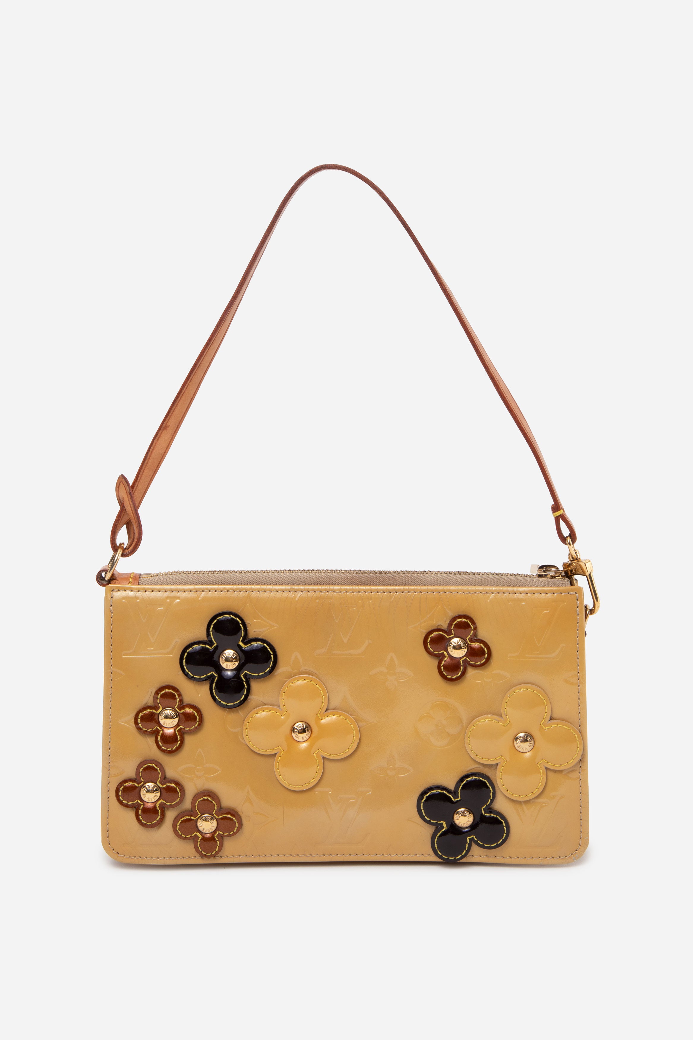 Louis Vuitton 2001 Yellow Monogram Vernis Lexington Fleurs Pochette