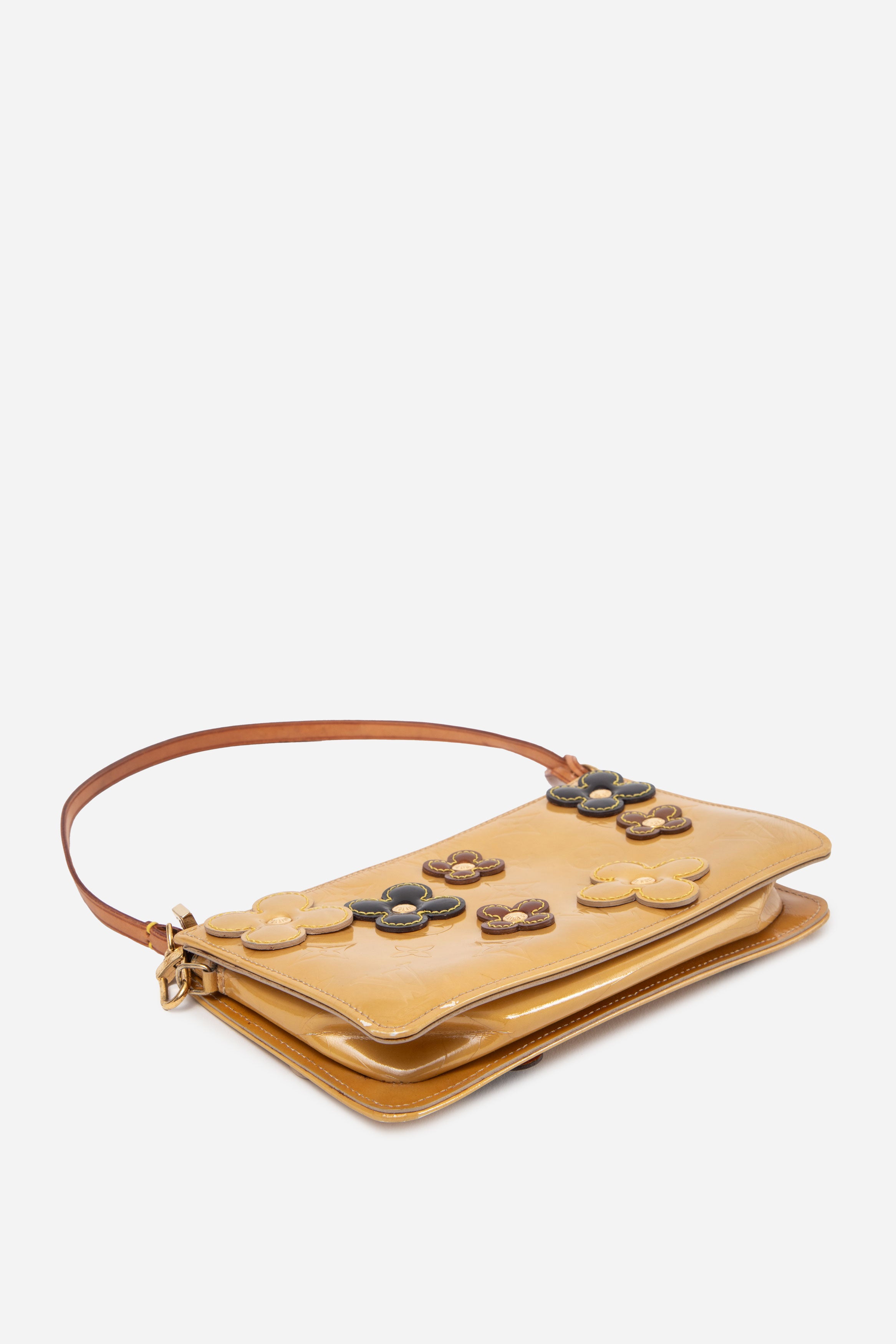 Louis Vuitton 2001 Yellow Monogram Vernis Lexington Fleurs Pochette