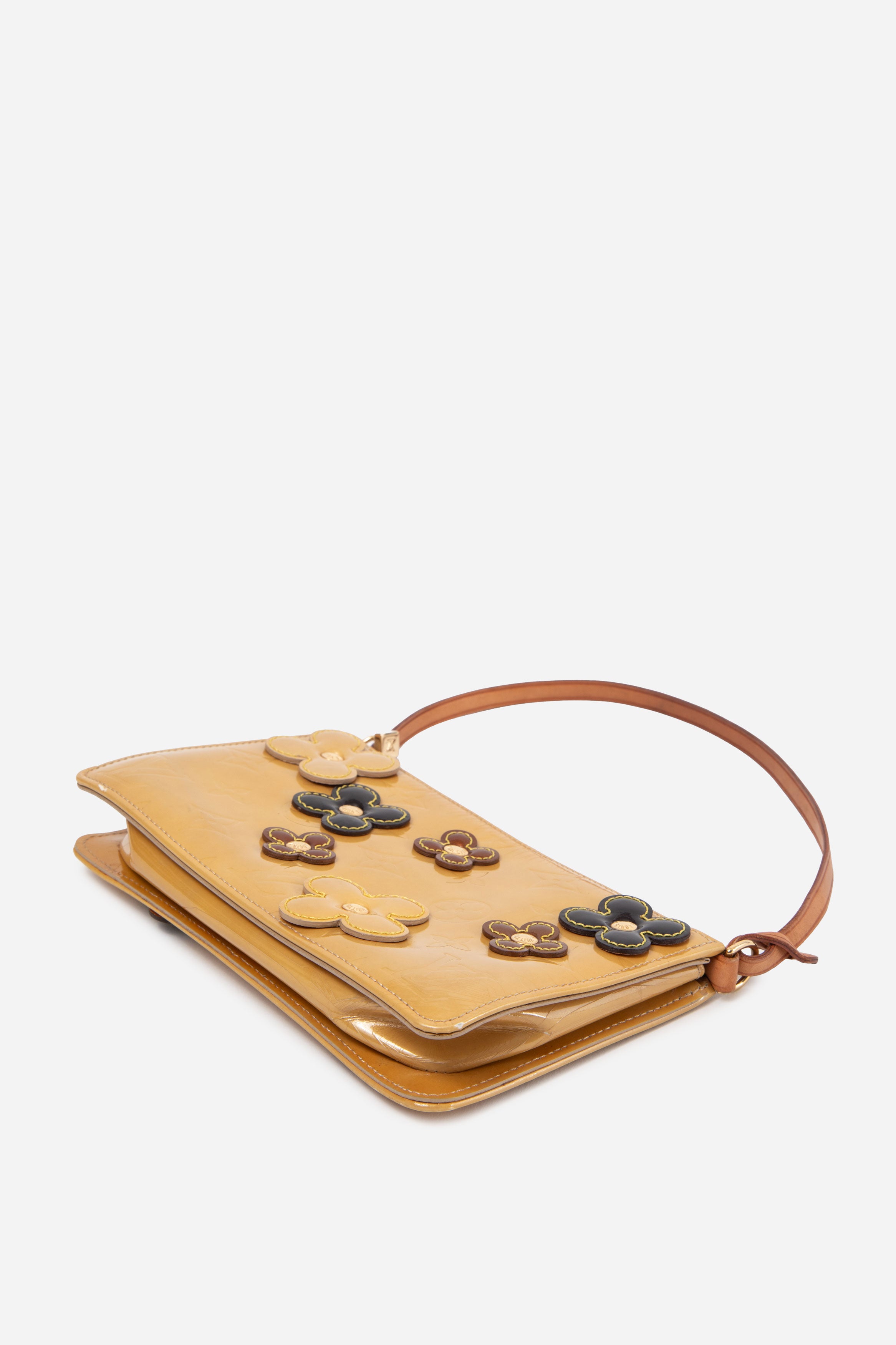 Louis Vuitton 2001 Yellow Monogram Vernis Lexington Fleurs Pochette