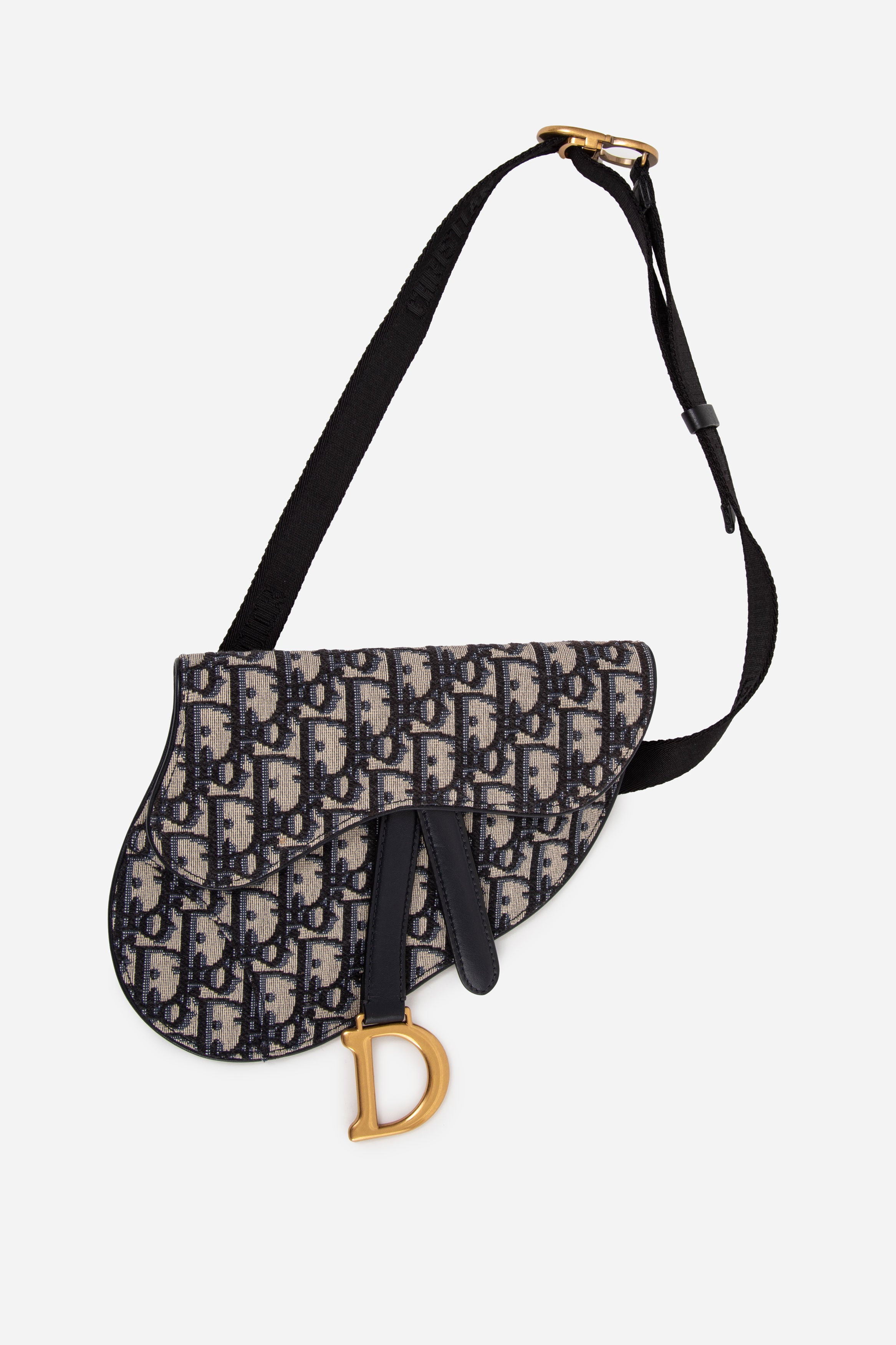 Christian Dior 2019 Blue Oblique Saddle Belt Pouch