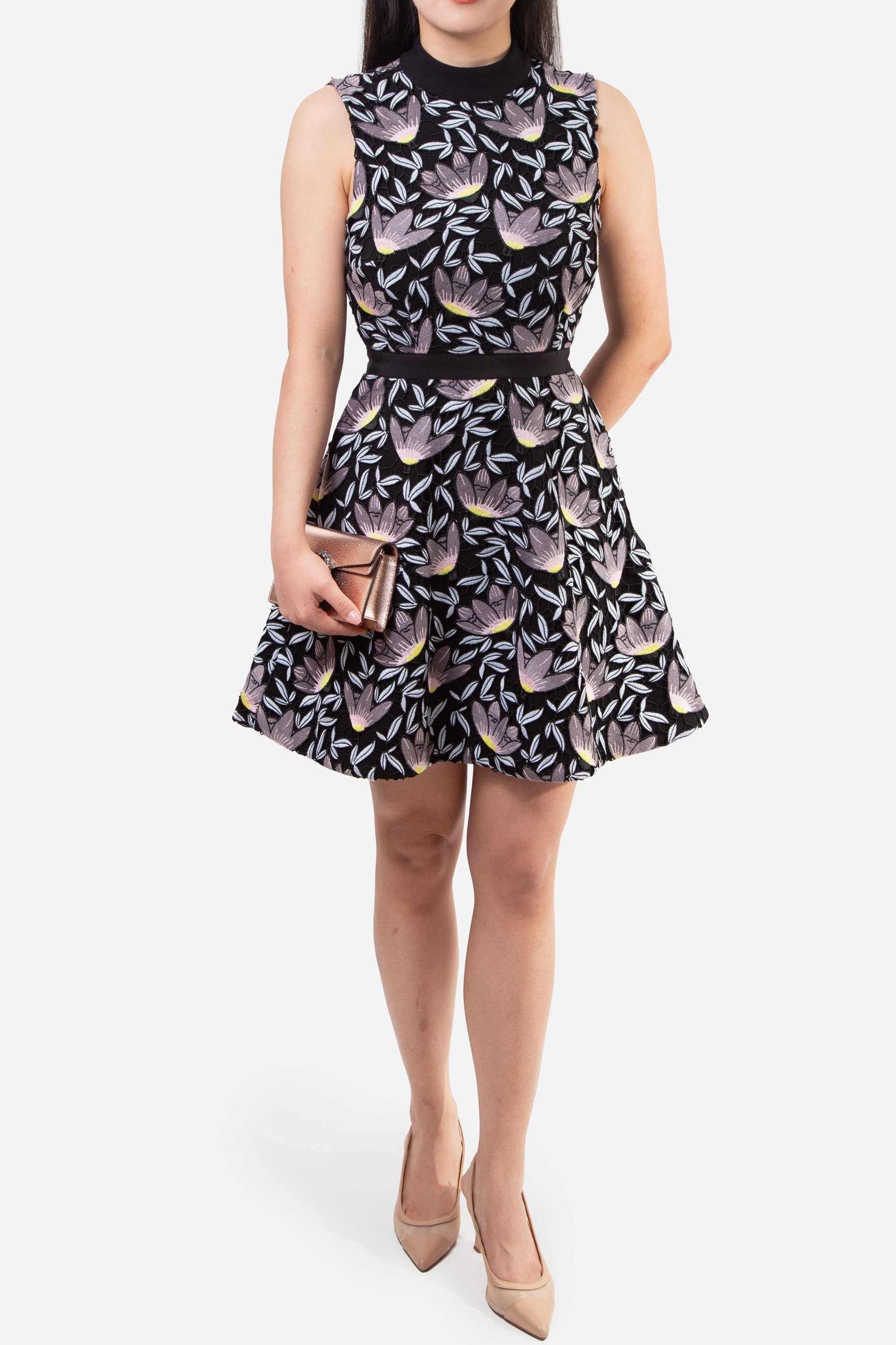 Self-Portrait Floral Lace Blue/Black Size 4