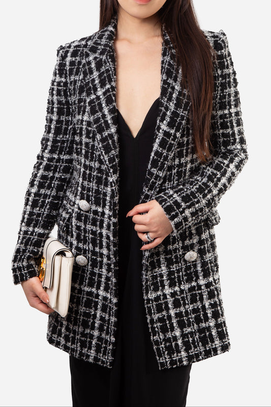 Ronny Kobo Black/White Houndstooth Lily Coat Size XS
