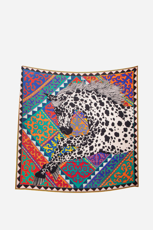 Hermes Multicolor Red/Green Cashmere and Silk Shawl 140cm