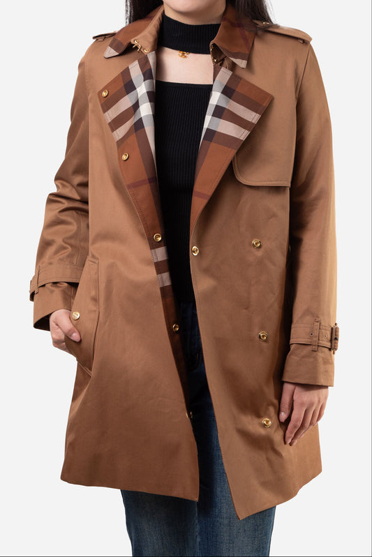 Burberry Sandridge Check Trench Coat Brown Size 2