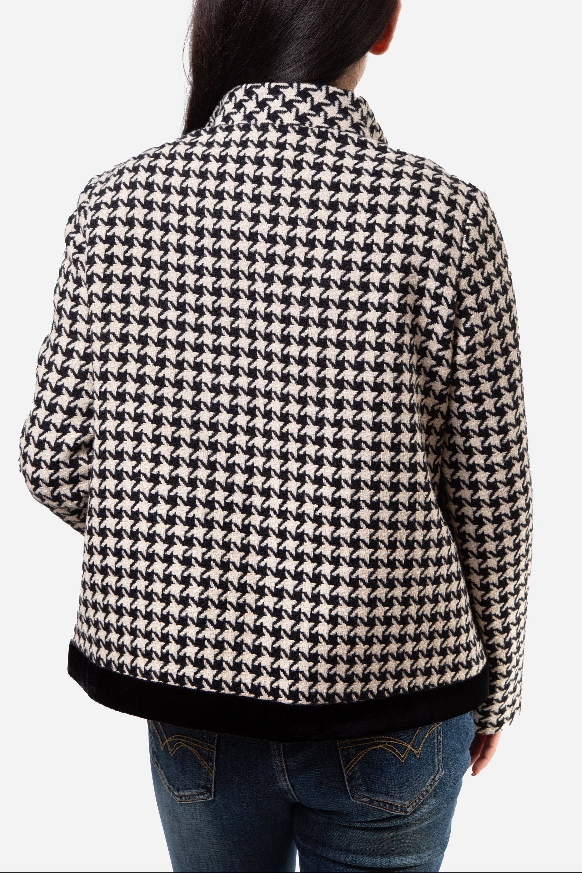Gucci Black and White Wool Houndstooth Jacket Size 40