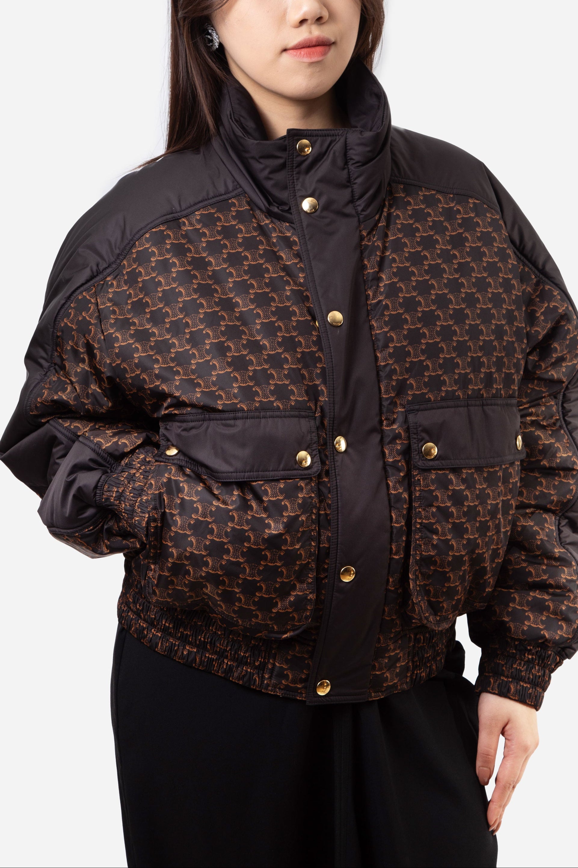 Celine Triomphe Monogram Puffer Jacket Size 38