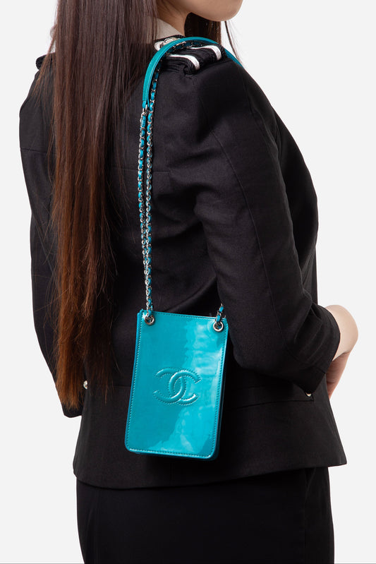 pre-owned Chanel Patent Phone Holder Bag